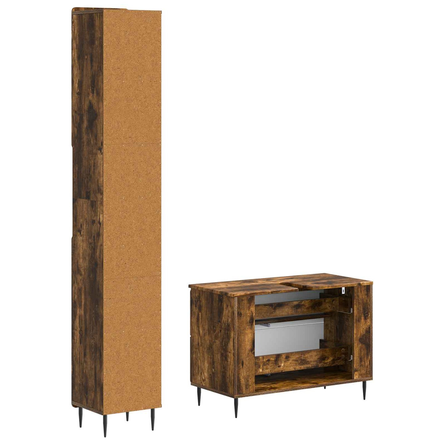 2 Piece Bathroom Cabinet Set HAARLEM Smoked Oak Engineered Wood
