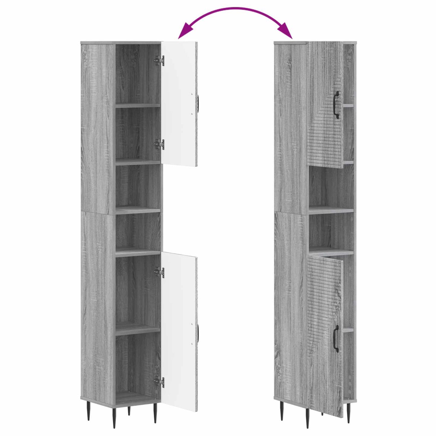 2 Piece Bathroom Cabinet Set HAARLEM Grey Sonoma