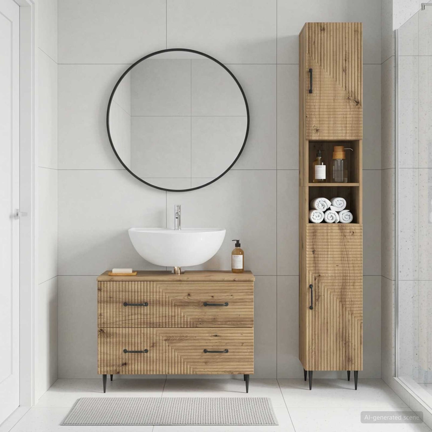 2 Piece Bathroom Cabinet Set HAARLEM Artisan Oak