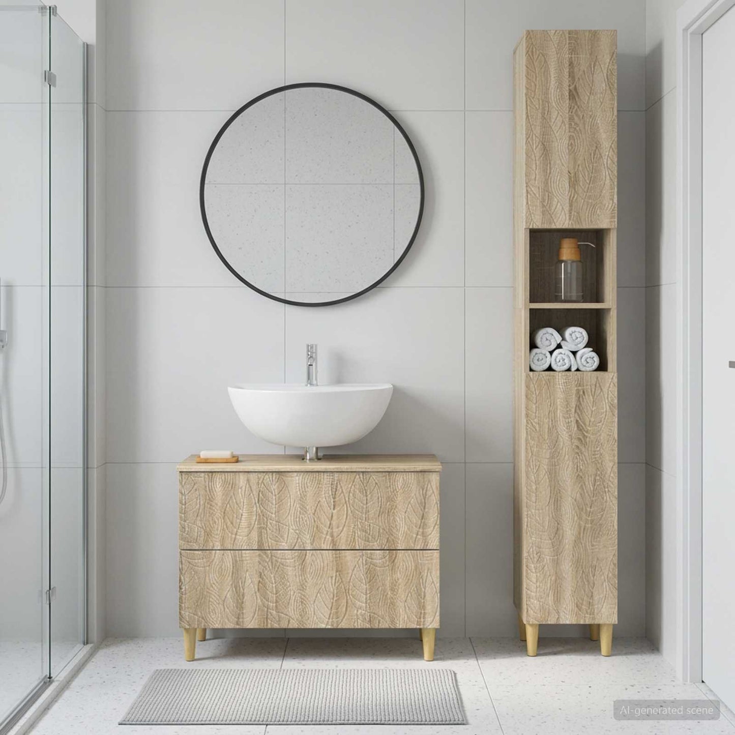 2 Piece Bathroom Cabinet Set DELFT Sonoma Oak Engineered Wood