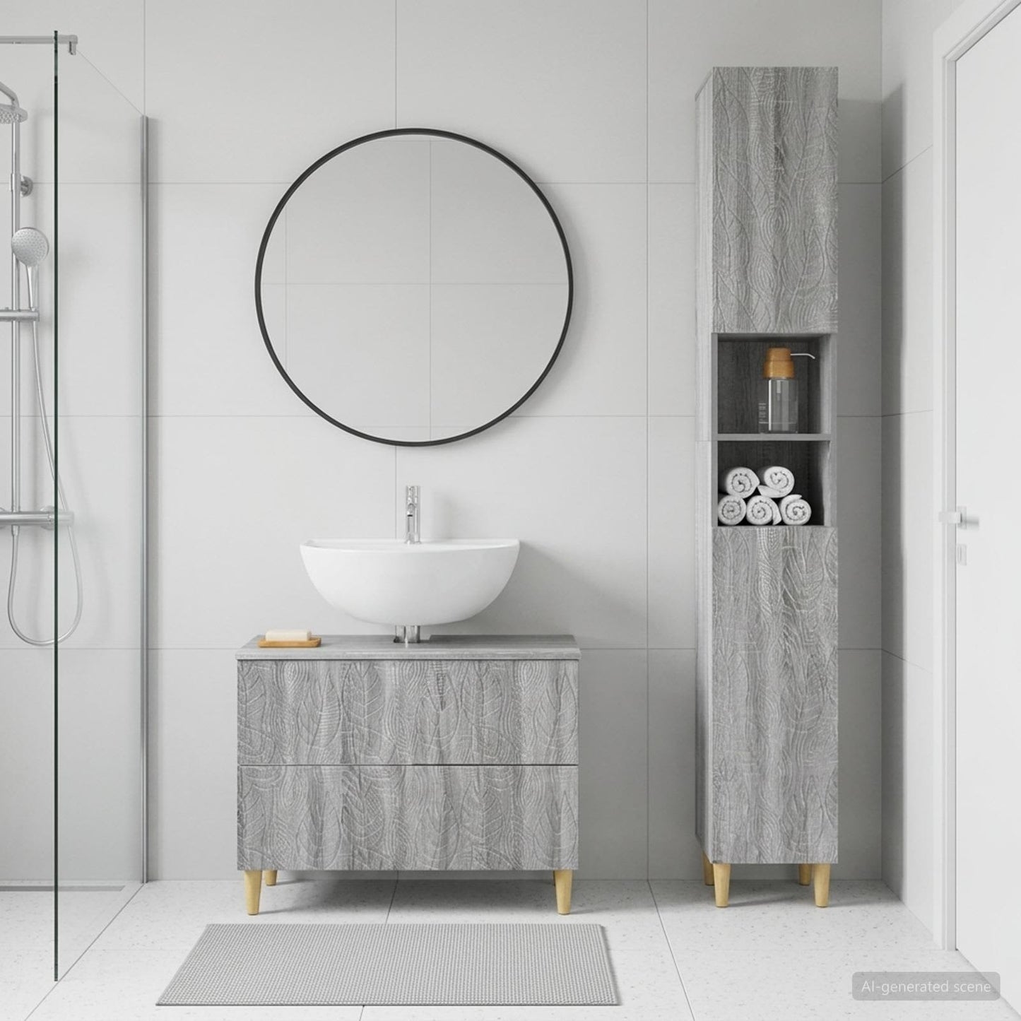 2 Piece Bathroom Cabinet Set DELFT Grey Sonoma Engineered Wood