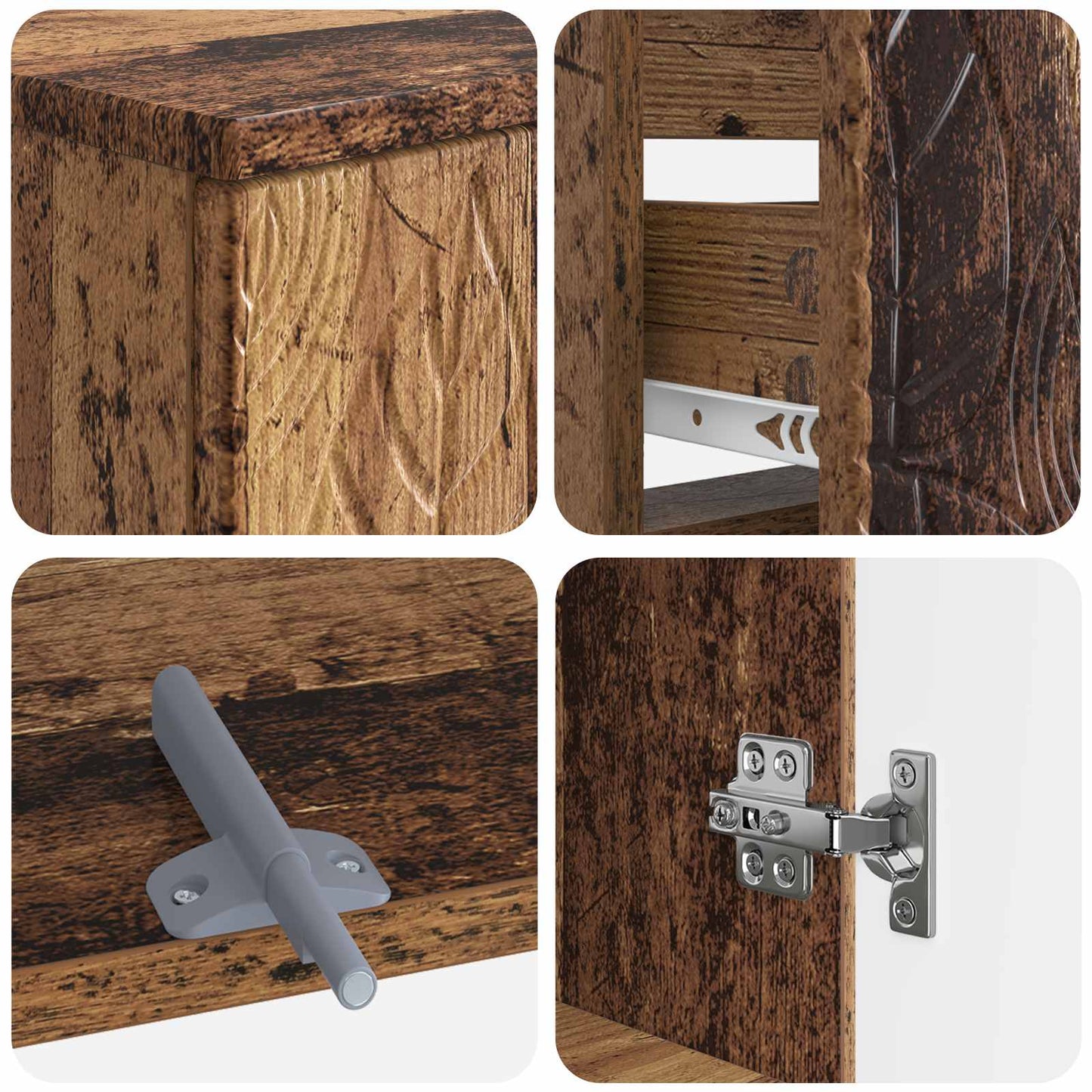 2 Piece Bathroom Cabinet Set DELFT Old Wood Engineered Wood