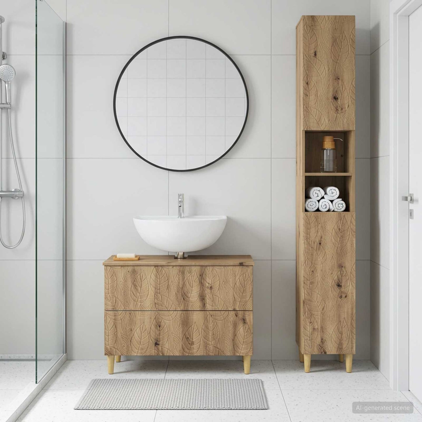2 Piece Bathroom Cabinet Set DELFT Artisan Oak Engineered Wood
