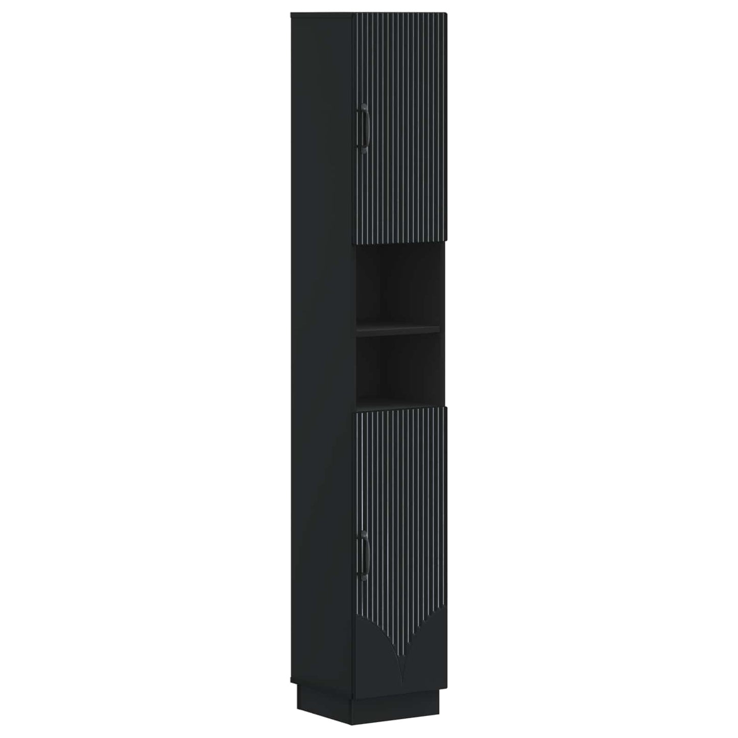 2 Piece Bathroom Cabinet Set HOORN Black Engineered Wood