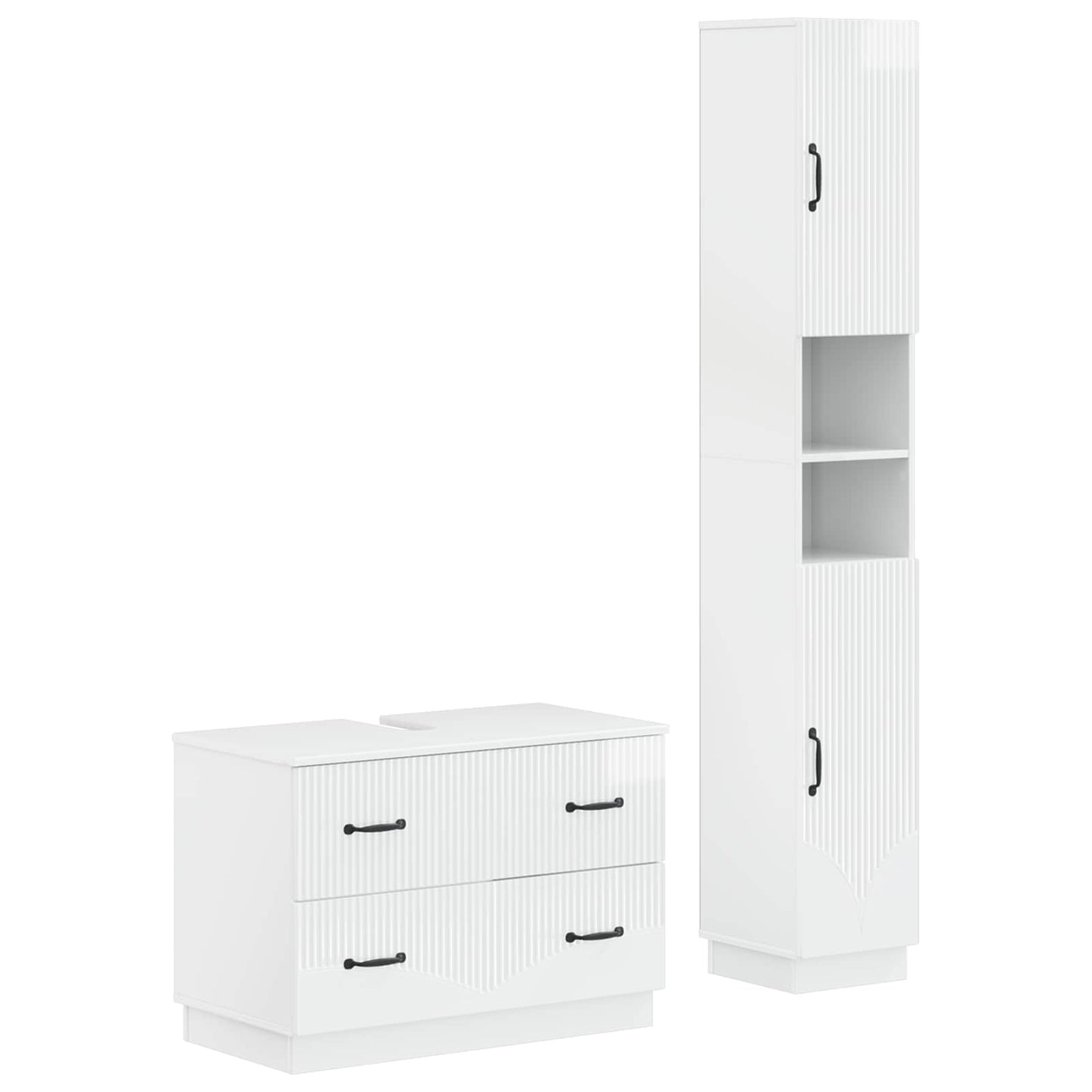 2 Piece Bathroom Cabinet Set HOORN High Gloss White