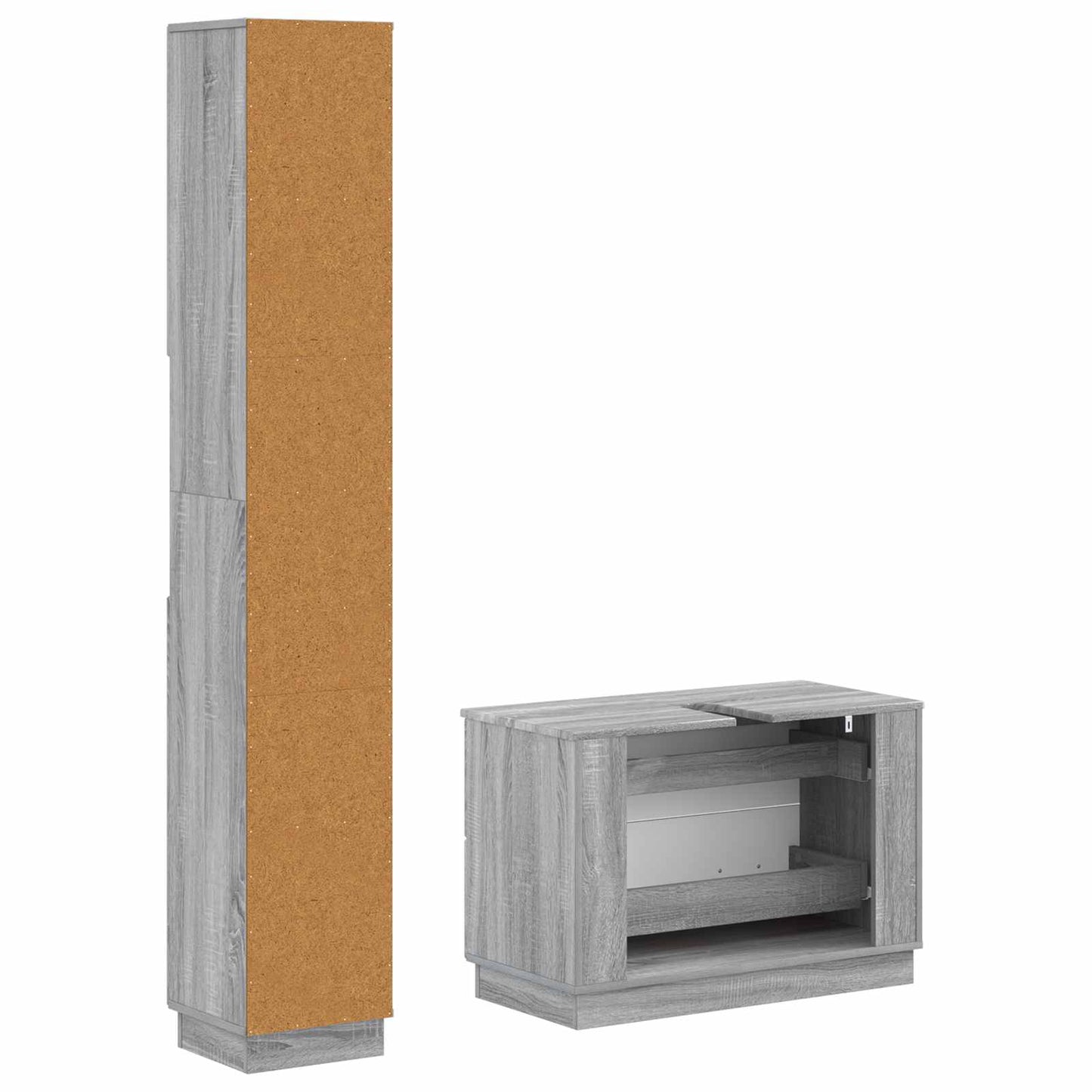 2 Piece Bathroom Cabinet Set HOORN Grey Sonoma Engineered Wood
