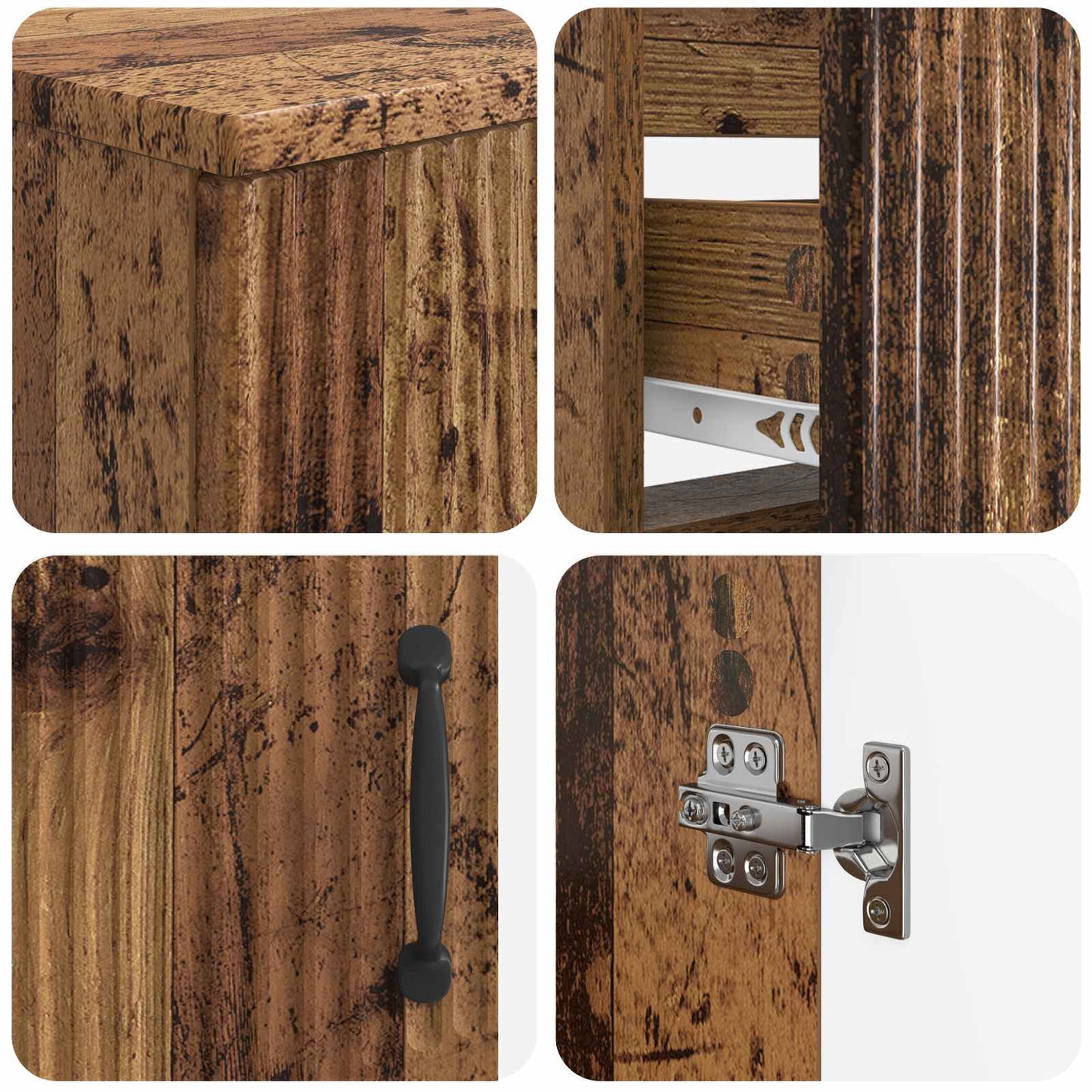 2 Piece Bathroom Cabinet Set HOORN Old Wood Engineered Wood