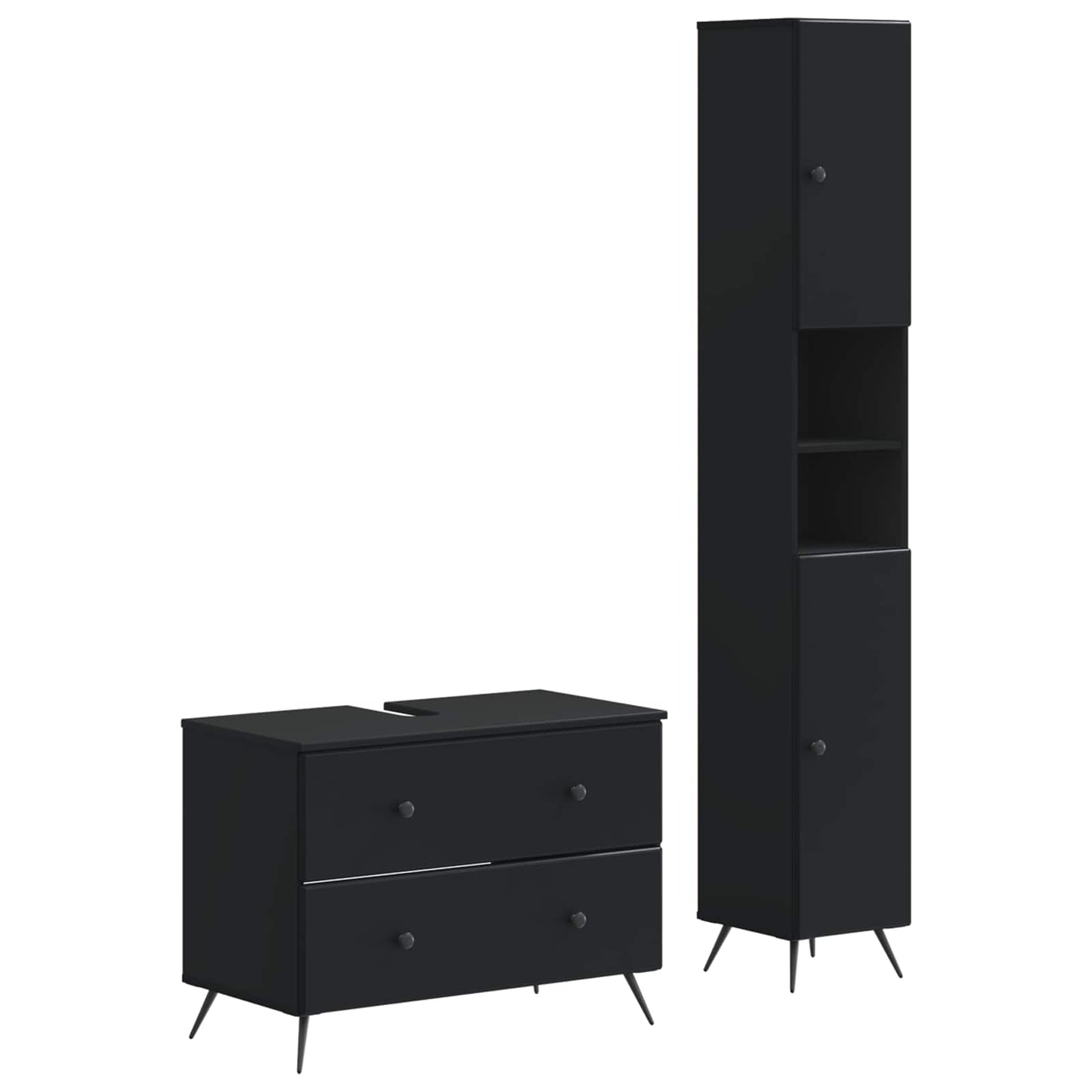 2 Piece Bathroom Cabinet Set BREDA Black Engineered Wood