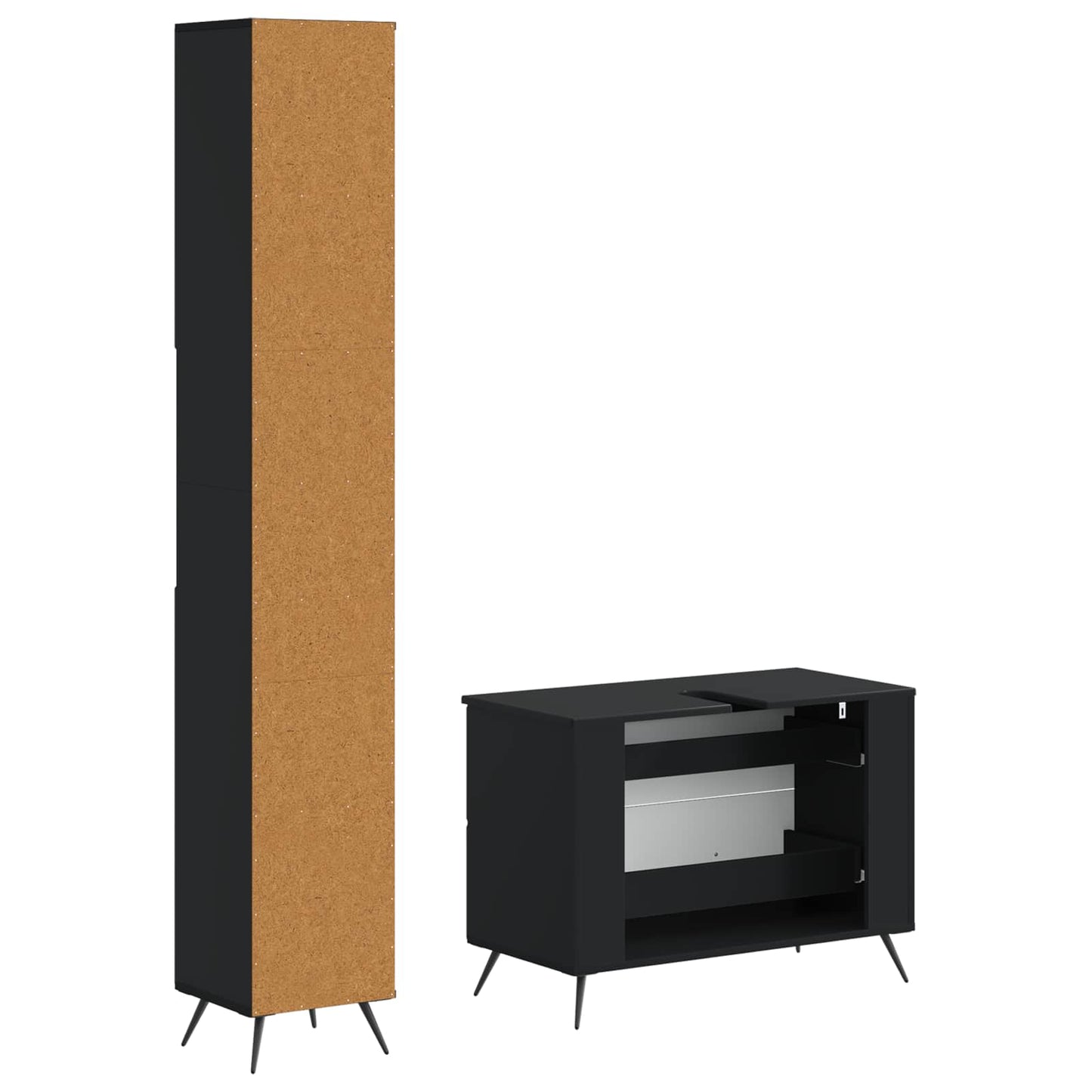 2 Piece Bathroom Cabinet Set BREDA Black Engineered Wood