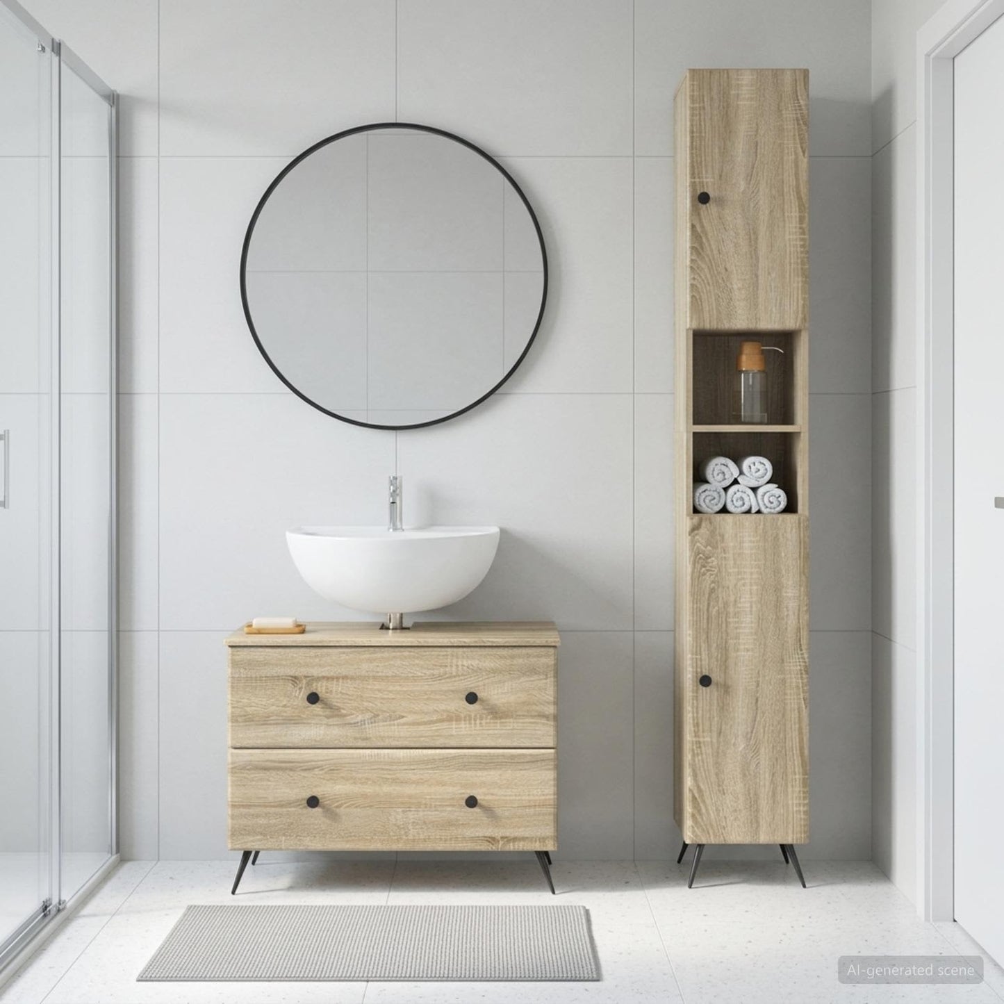 2 Piece Bathroom Cabinet Set BREDA Sonoma Oak Engineered Wood