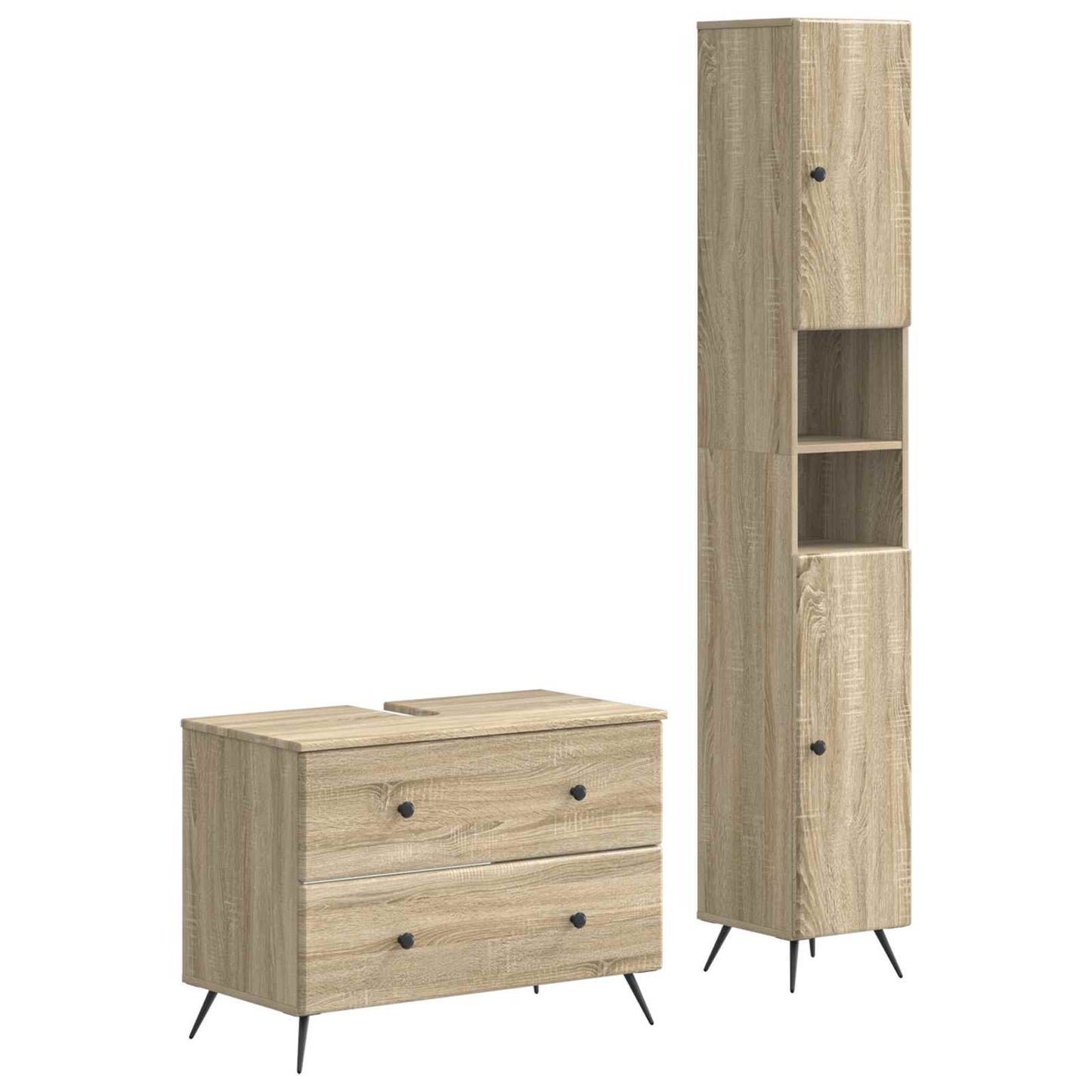2 Piece Bathroom Cabinet Set BREDA Sonoma Oak Engineered Wood