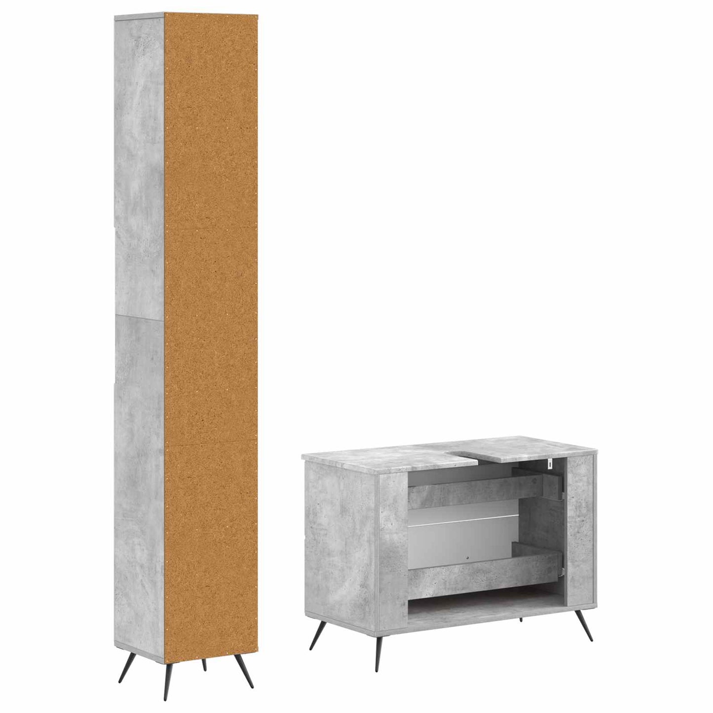 2 Piece Bathroom Cabinet Set BREDA Concrete Grey
