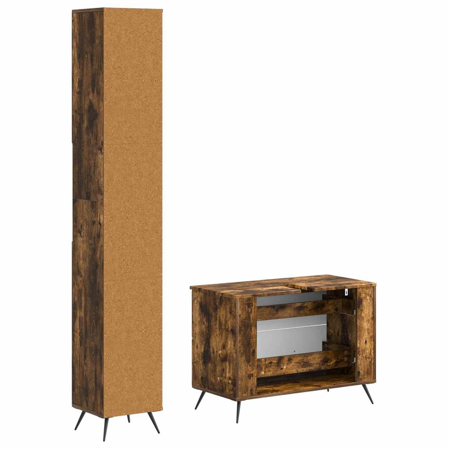 2 Piece Bathroom Cabinet Set BREDA Smoked Oak Engineered Wood