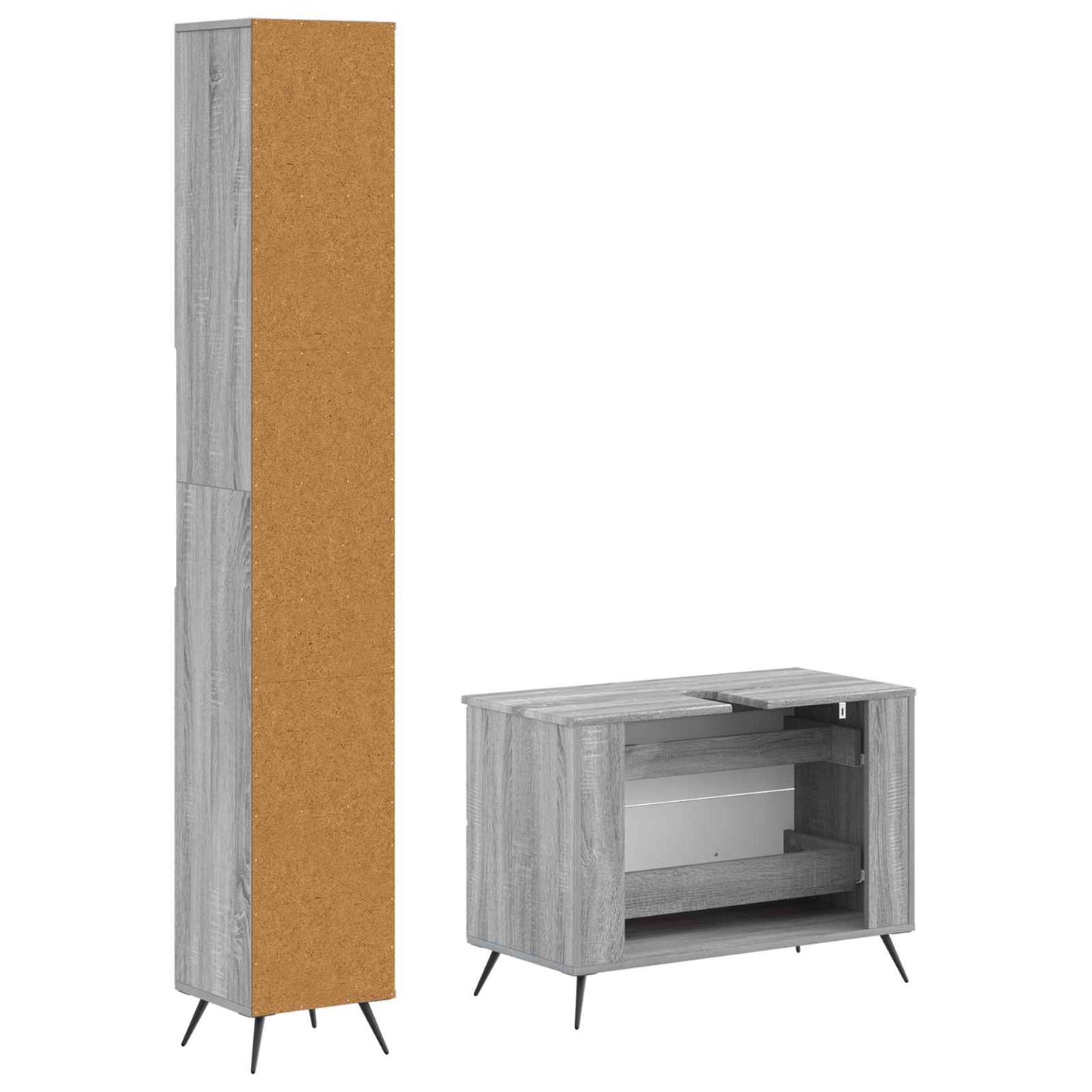 2 Piece Bathroom Cabinet Set BREDA Grey Sonoma Engineered Wood
