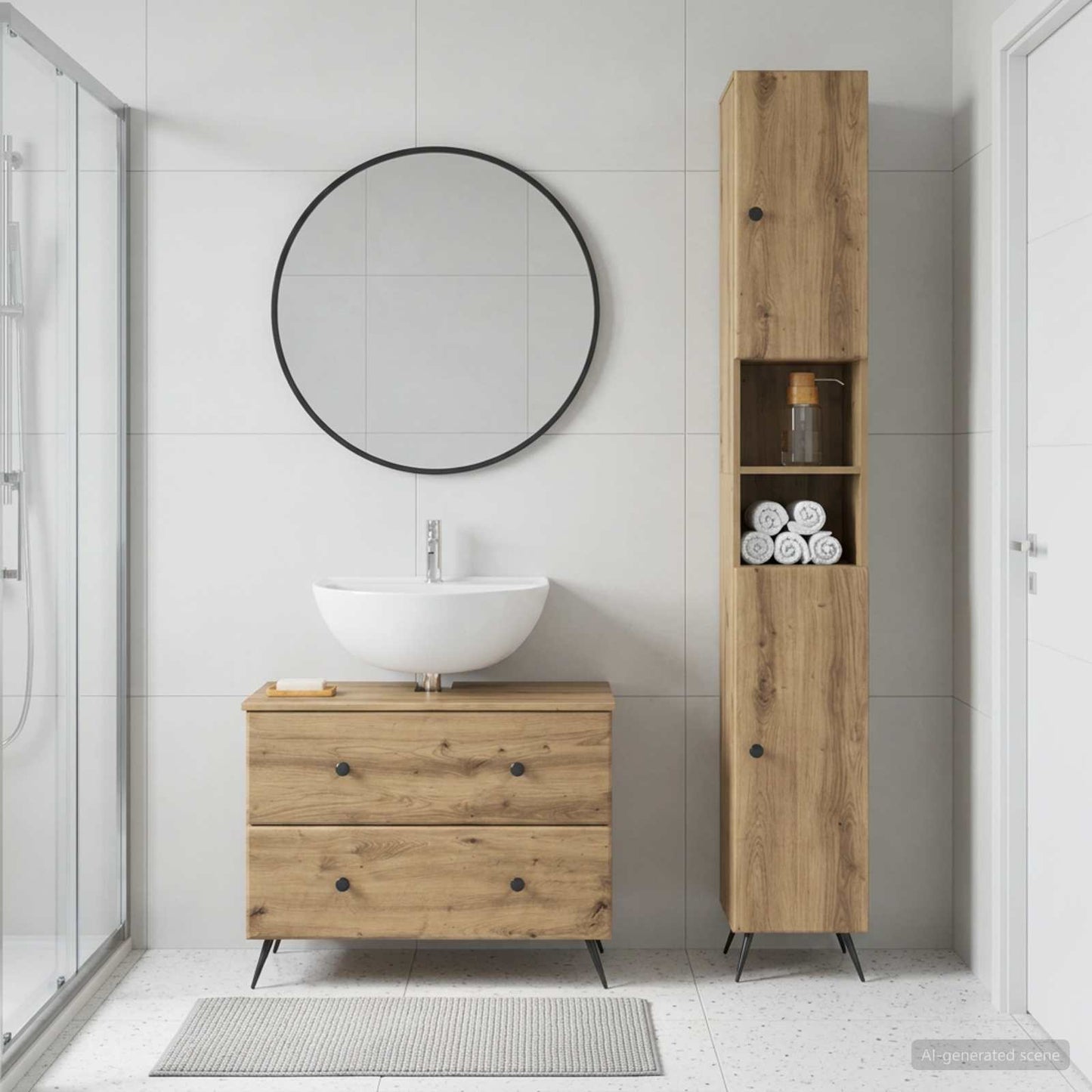 2 Piece Bathroom Cabinet Set BREDA Artisan Oak Engineered Wood