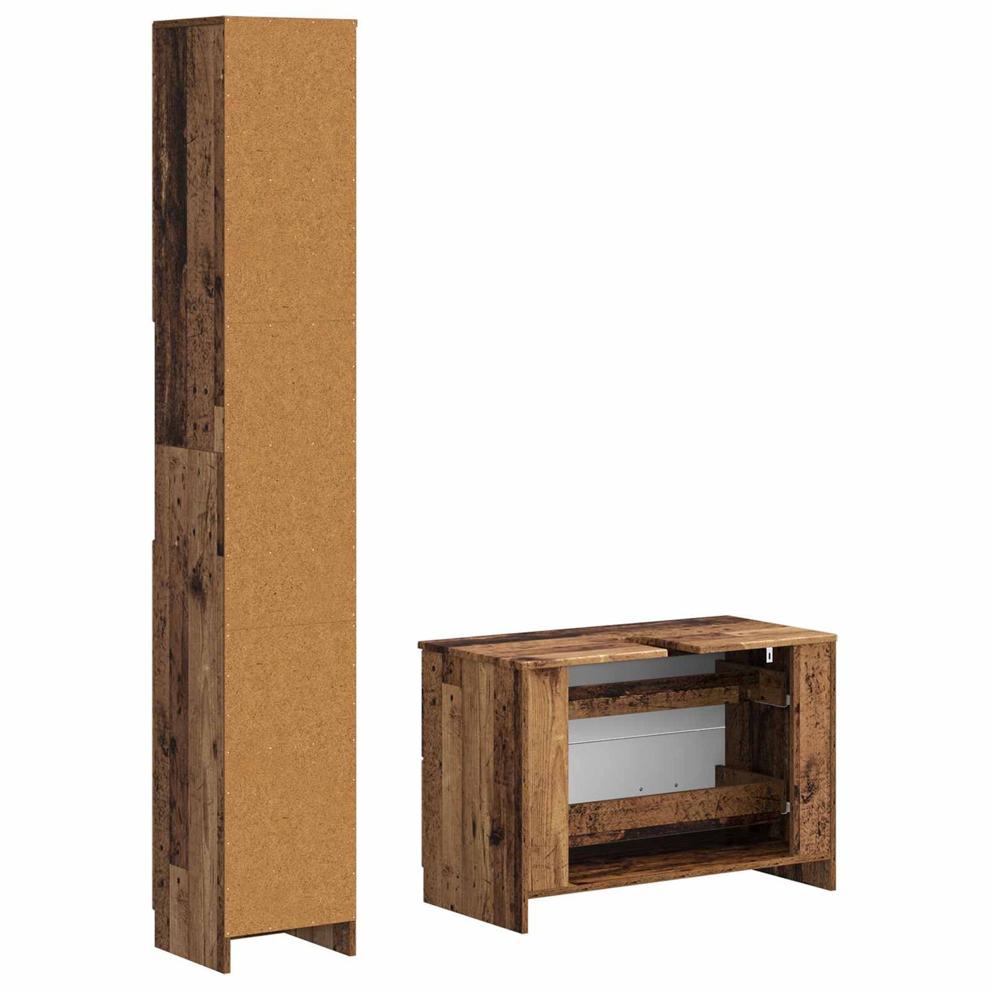 2 Piece Bathroom Cabinet Set UTRECHT Old Wood Engineered Wood
