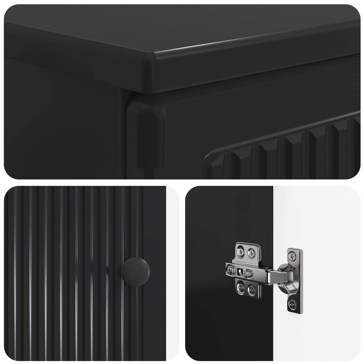 2 Piece Bathroom Cabinet Set EDE Black Engineered Wood