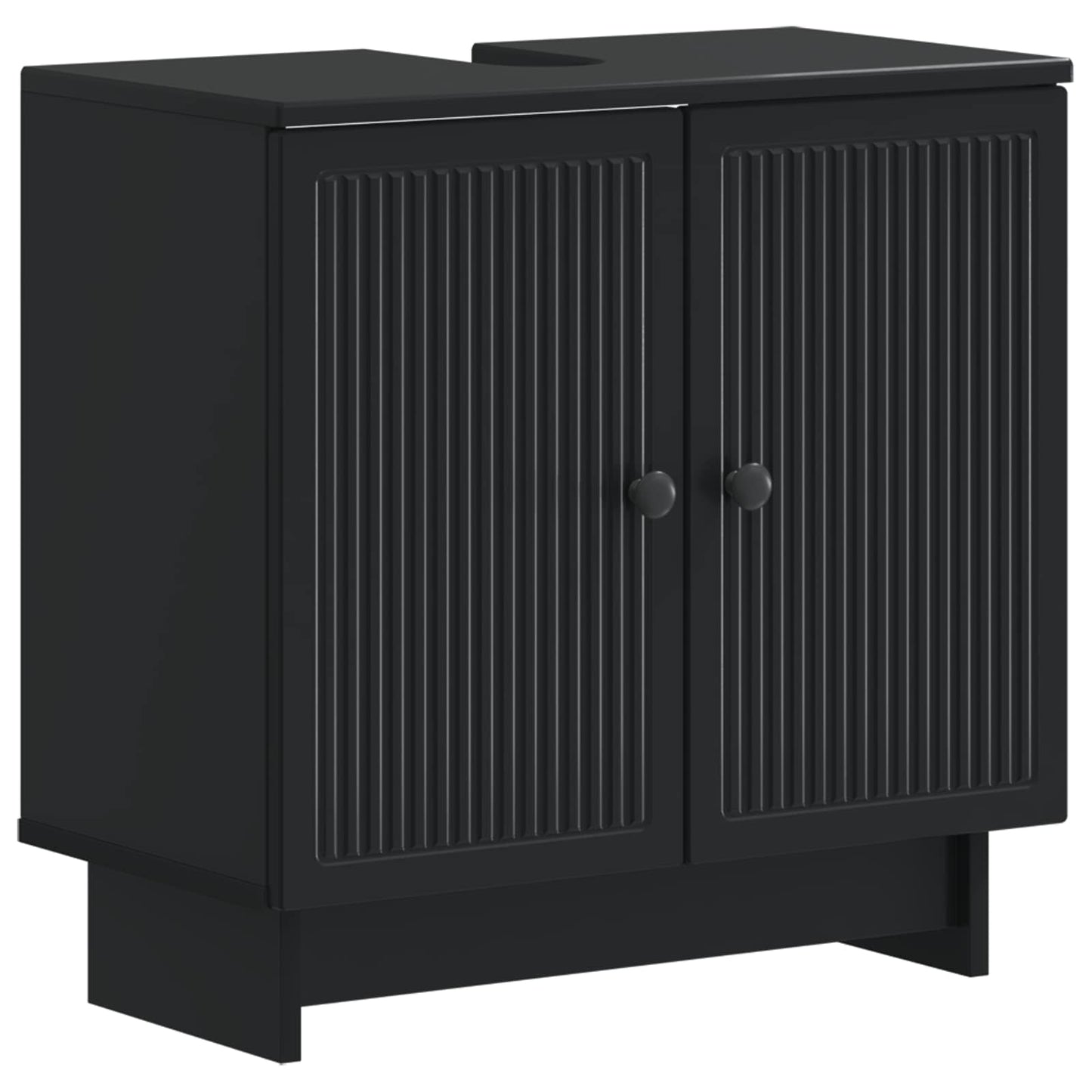 2 Piece Bathroom Cabinet Set EDE Black Engineered Wood