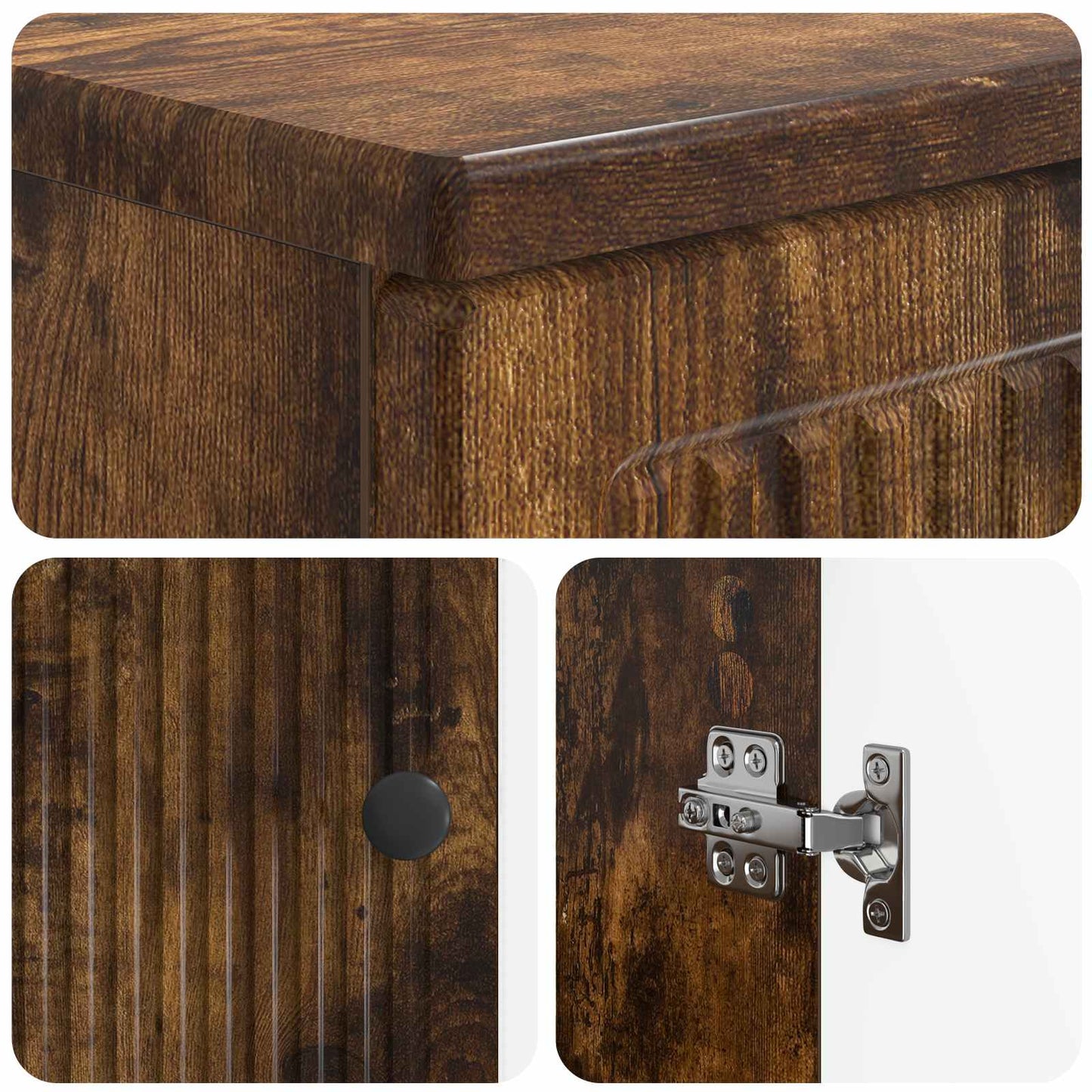2 Piece Bathroom Cabinet Set EDE Smoked Oak Engineered Wood