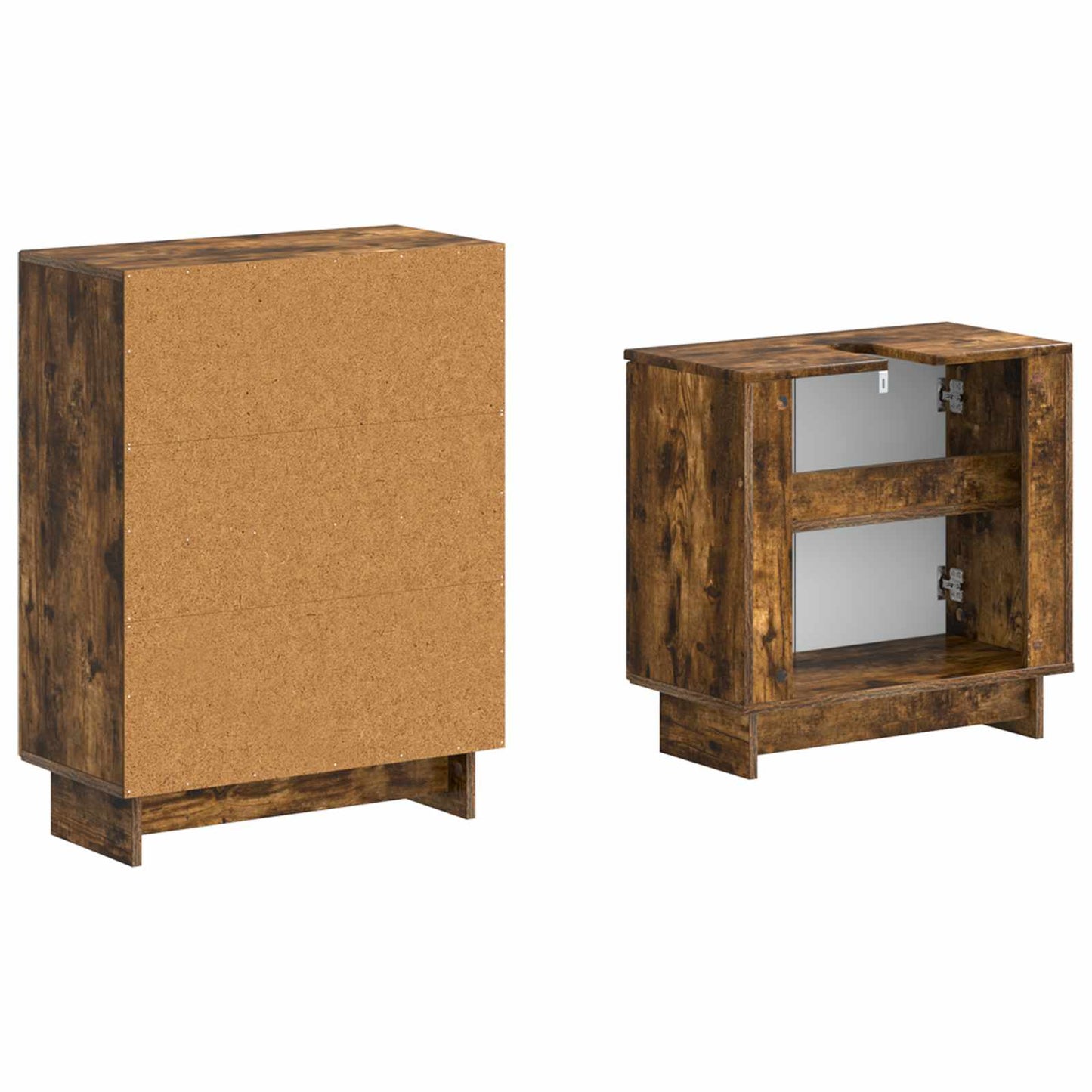 2 Piece Bathroom Cabinet Set EDE Smoked Oak Engineered Wood