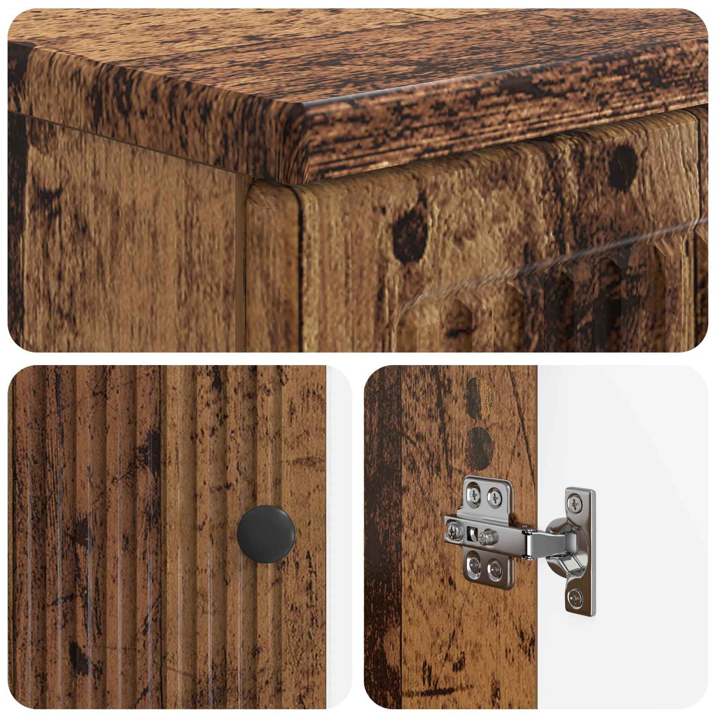 2 Piece Bathroom Cabinet Set EDE Old Wood Engineered Wood