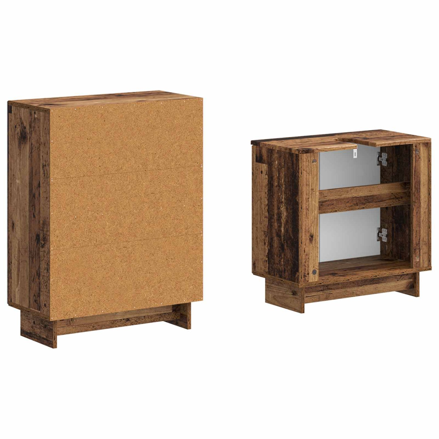 2 Piece Bathroom Cabinet Set EDE Old Wood Engineered Wood