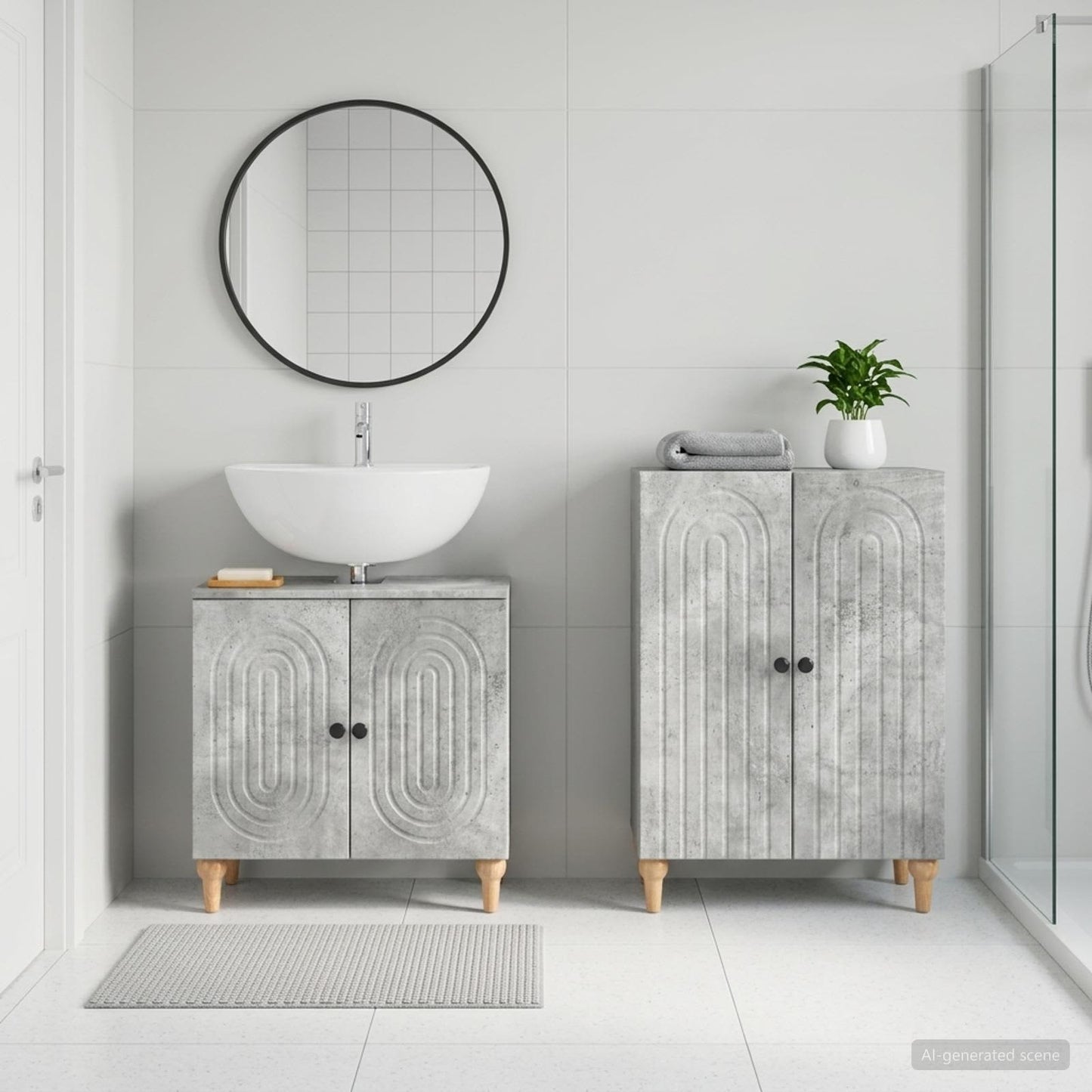 2 Piece Bathroom Cabinet Set ALKMAAR Concrete Grey