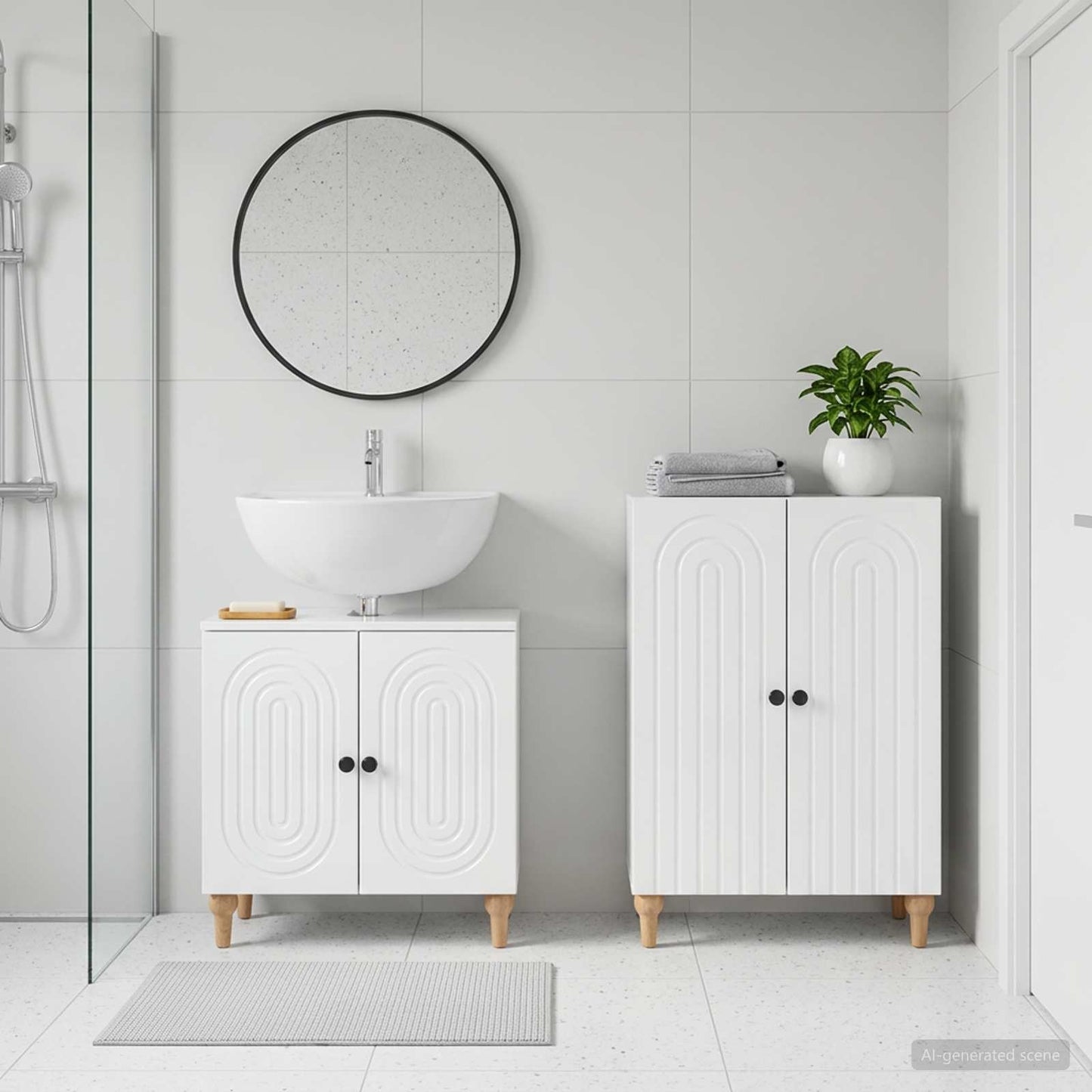 2 Piece Bathroom Cabinet Set ALKMAAR High Gloss White