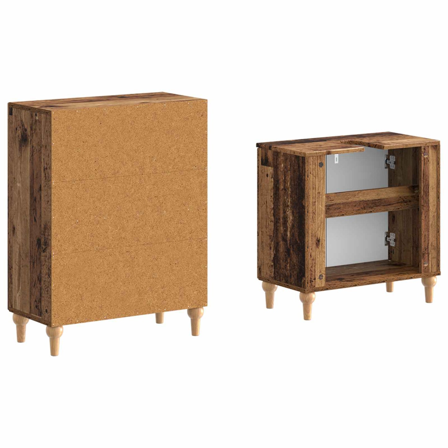 2 Piece Bathroom Cabinet Set ALKMAAR Old Wood Engineered Wood