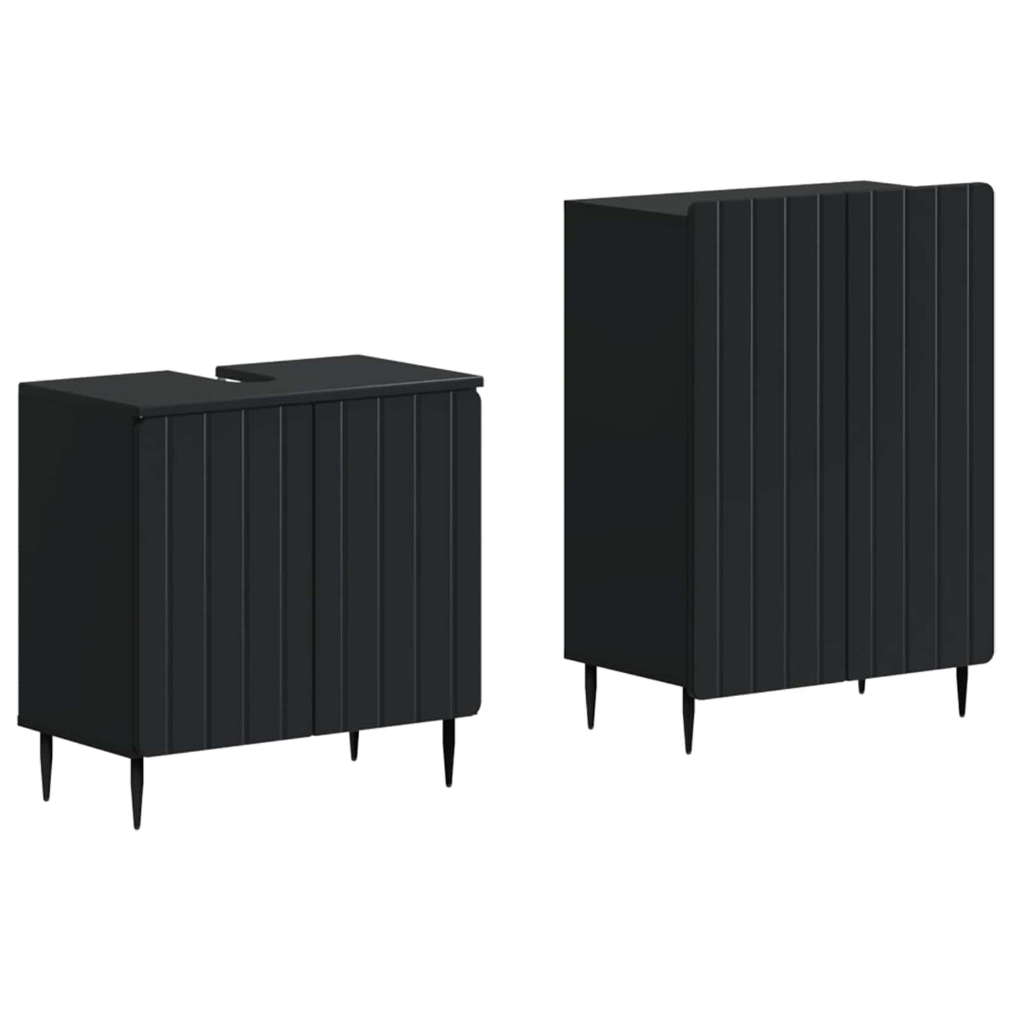 2 Piece Bathroom Cabinet Set ZWOLLE Black Engineered Wood