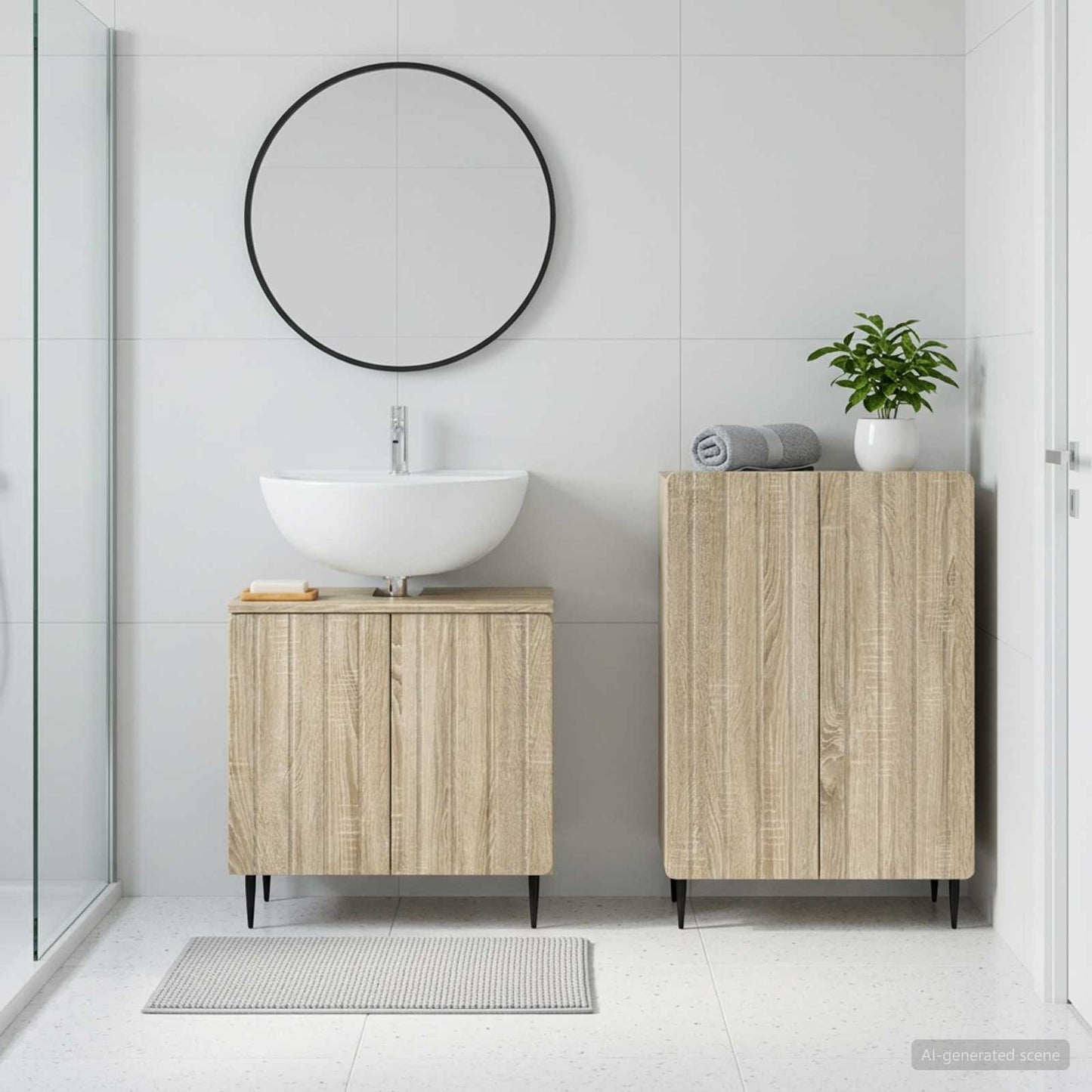 2 Piece Bathroom Cabinet Set ZWOLLE Sonoma Oak Engineered Wood