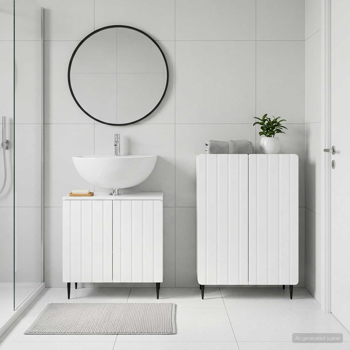 2 Piece Bathroom Cabinet Set ZWOLLE High Gloss White