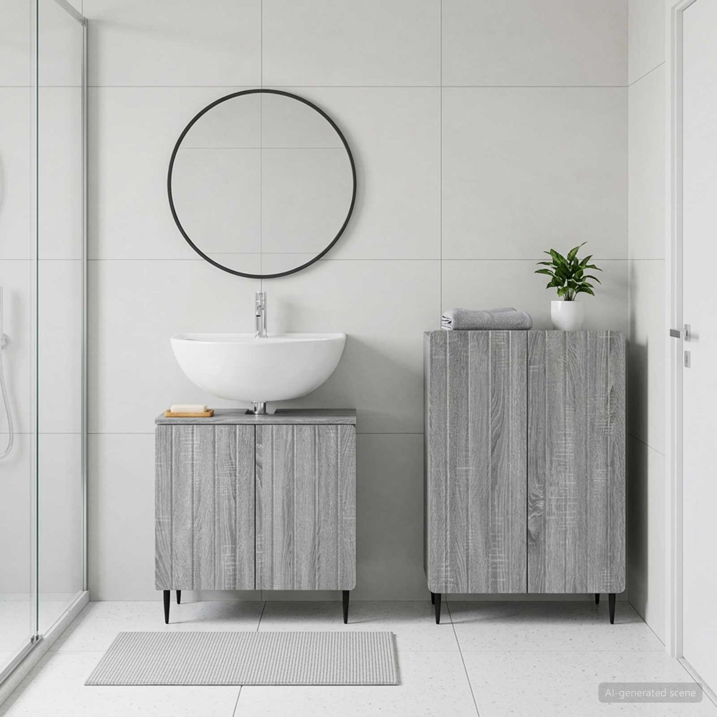 2 Piece Bathroom Cabinet Set ZWOLLE Grey Sonoma Engineered Wood