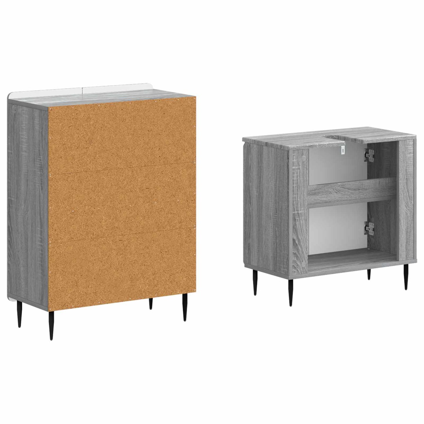2 Piece Bathroom Cabinet Set ZWOLLE Grey Sonoma Engineered Wood