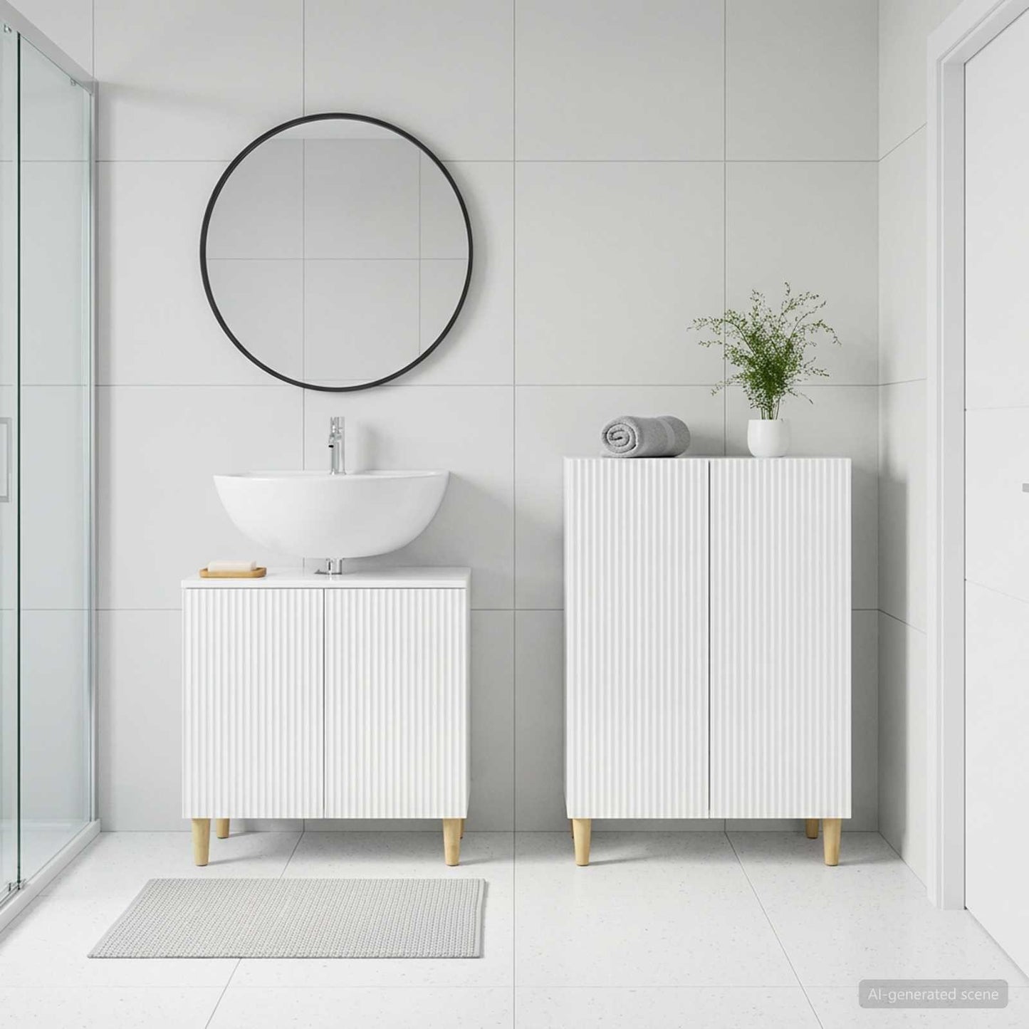 2 Piece Bathroom Cabinet Set ARNHEM High Gloss White