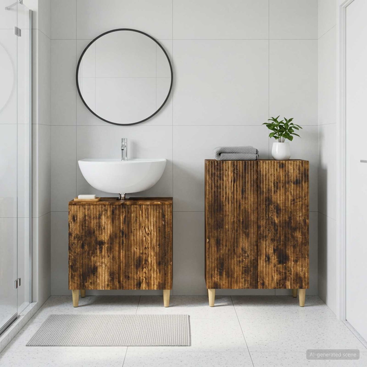2 Piece Bathroom Cabinet Set ARNHEM Smoked Oak Engineered Wood