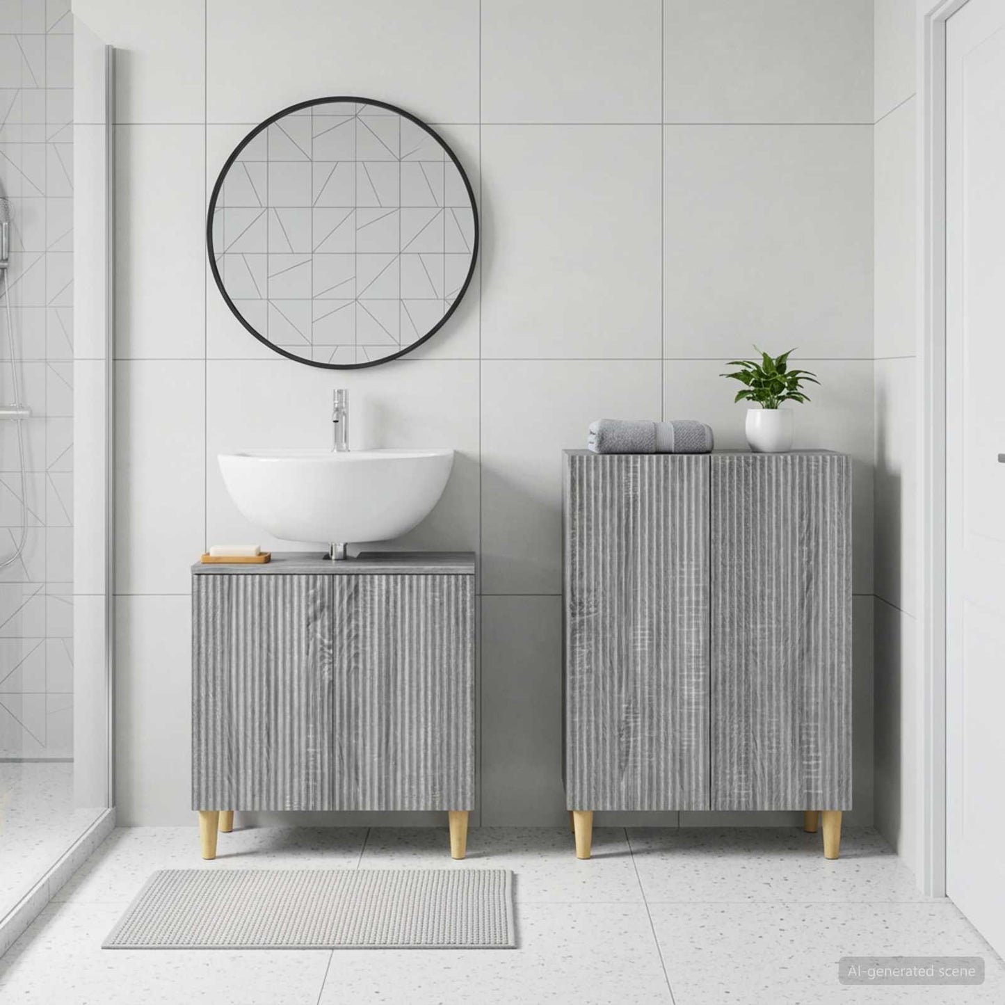 2 Piece Bathroom Cabinet Set ARNHEM Grey Sonoma Engineered Wood