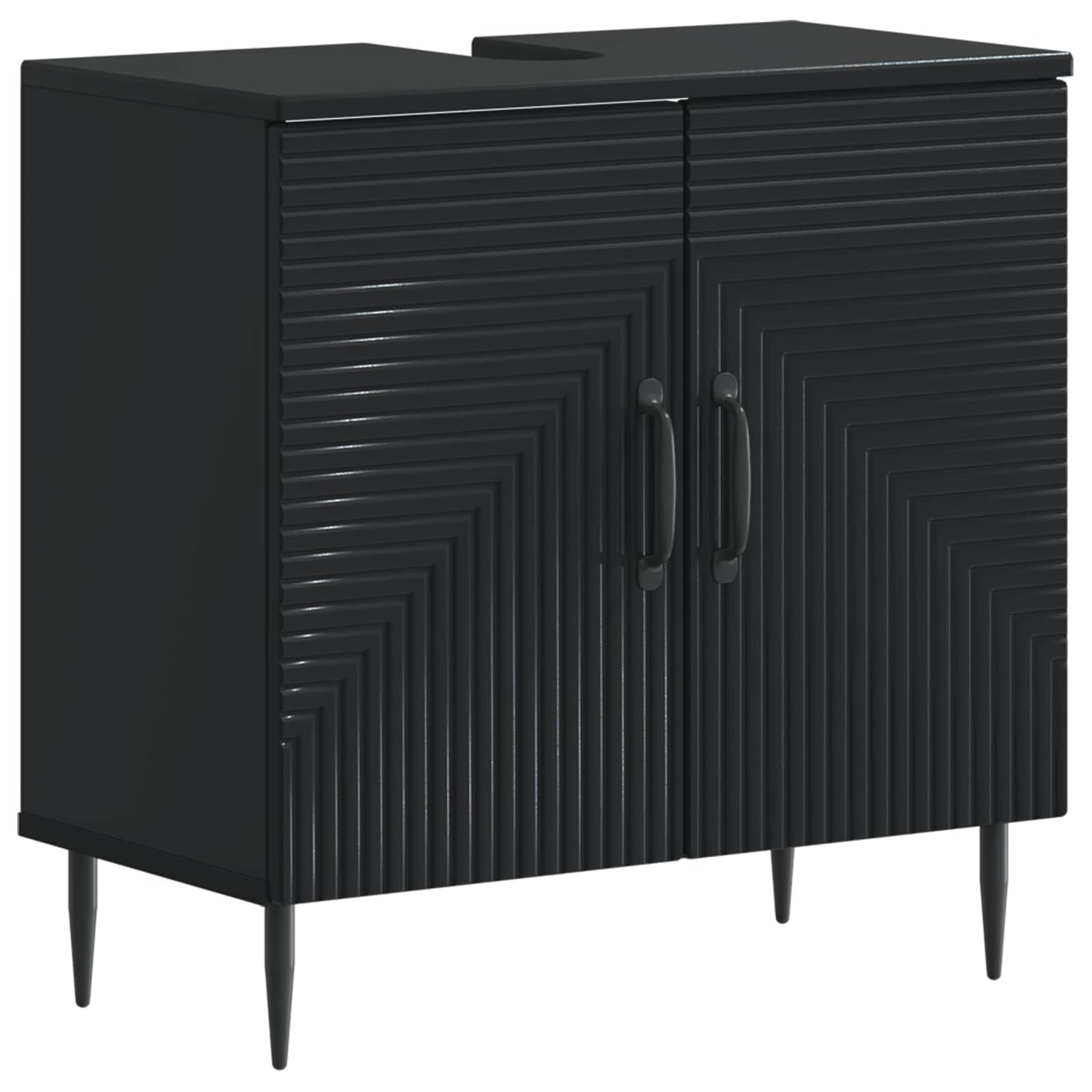 2 Piece Bathroom Cabinet Set HAARLEM Black Engineered Wood