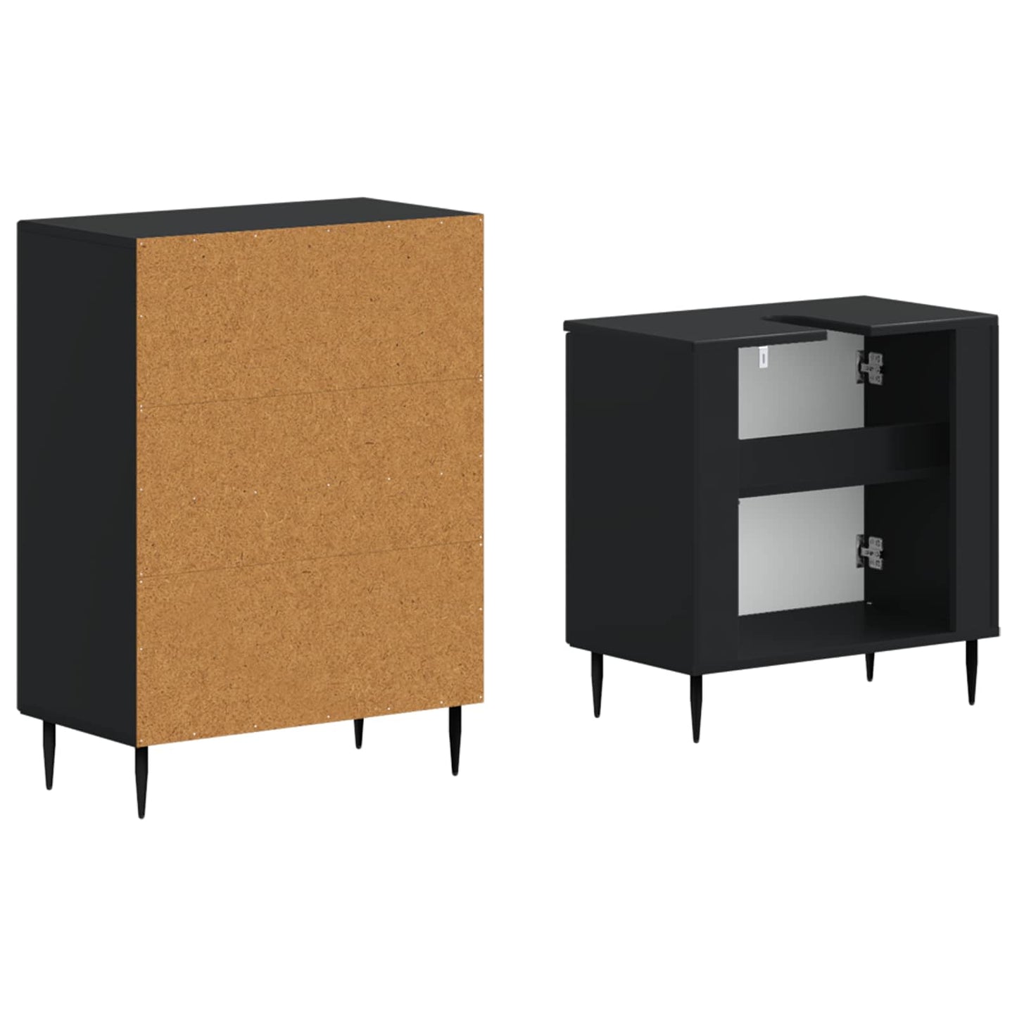 2 Piece Bathroom Cabinet Set HAARLEM Black Engineered Wood