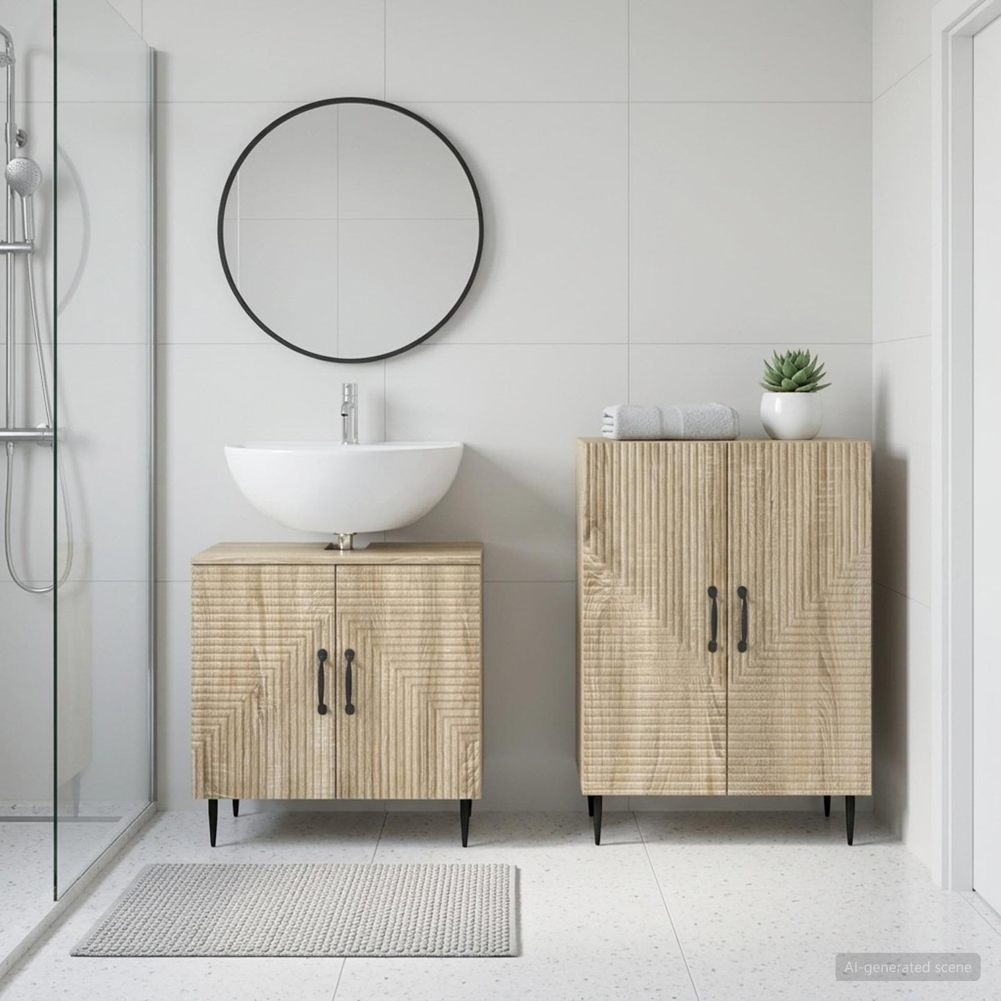 2 Piece Bathroom Cabinet Set HAARLEM Sonoma Oak Engineered Wood