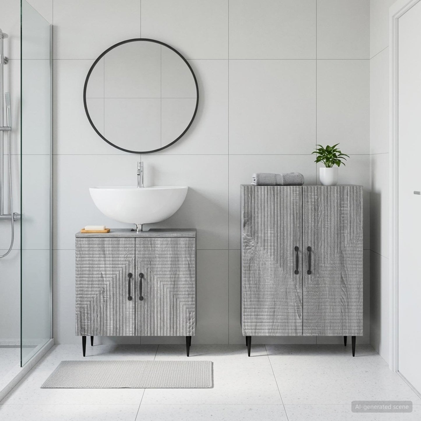 2 Piece Bathroom Cabinet Set HAARLEM Grey Sonoma