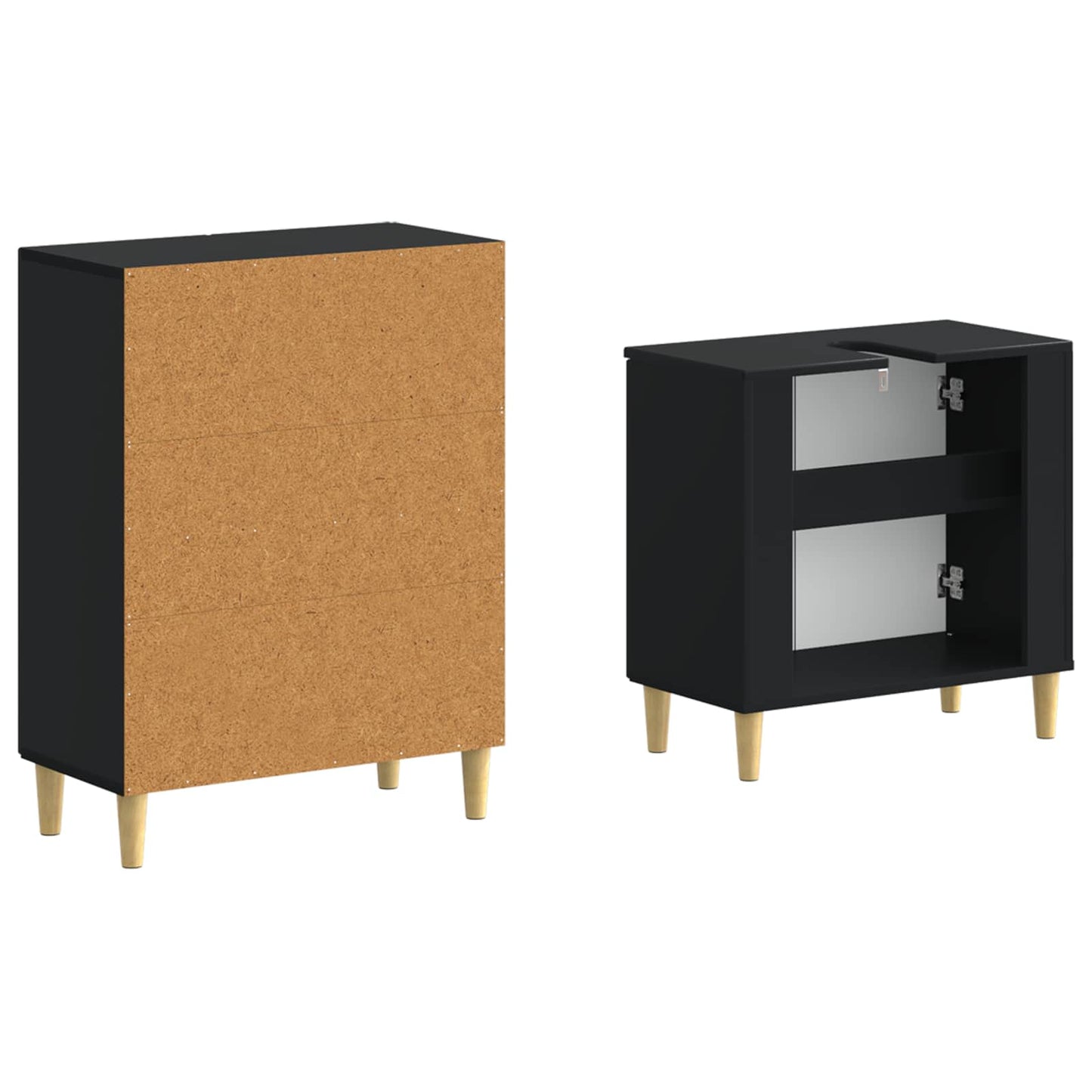 2 Piece Bathroom Cabinet Set DELFT Black Engineered Wood