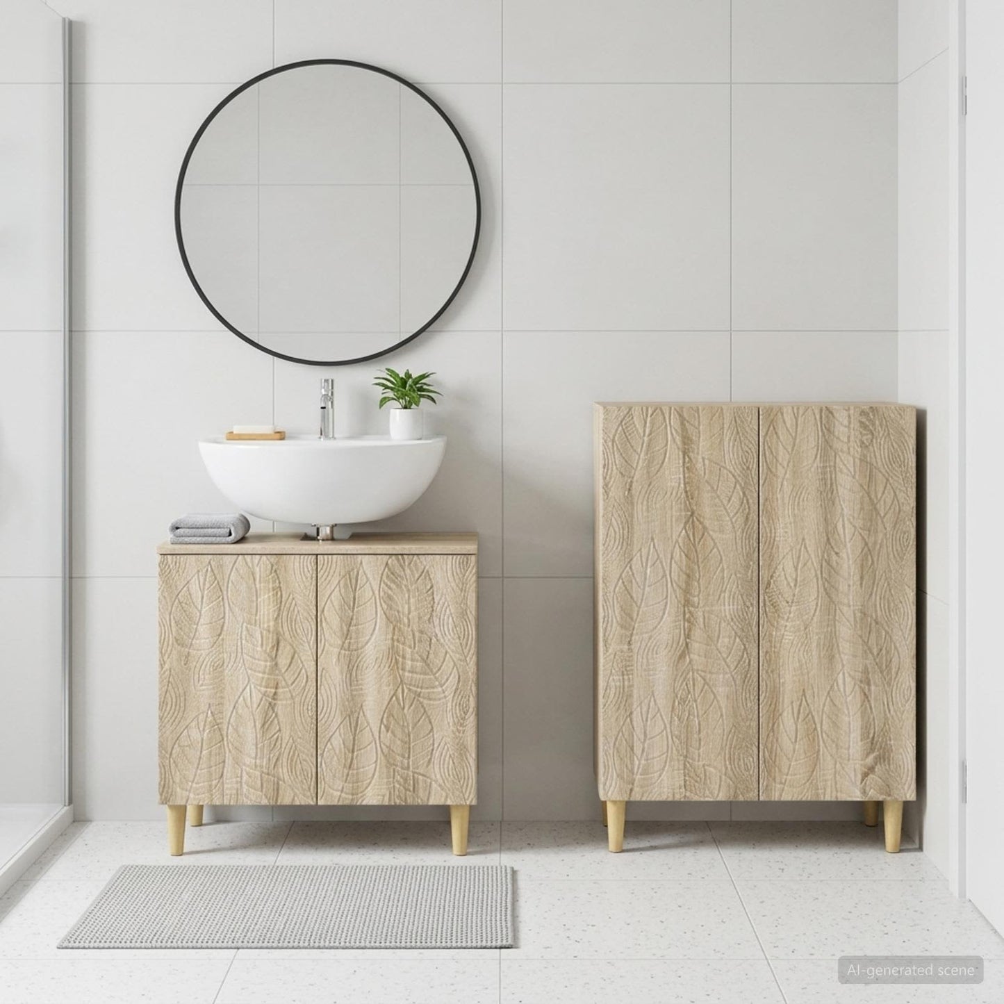 2 Piece Bathroom Cabinet Set DELFT Sonoma Oak Engineered Wood