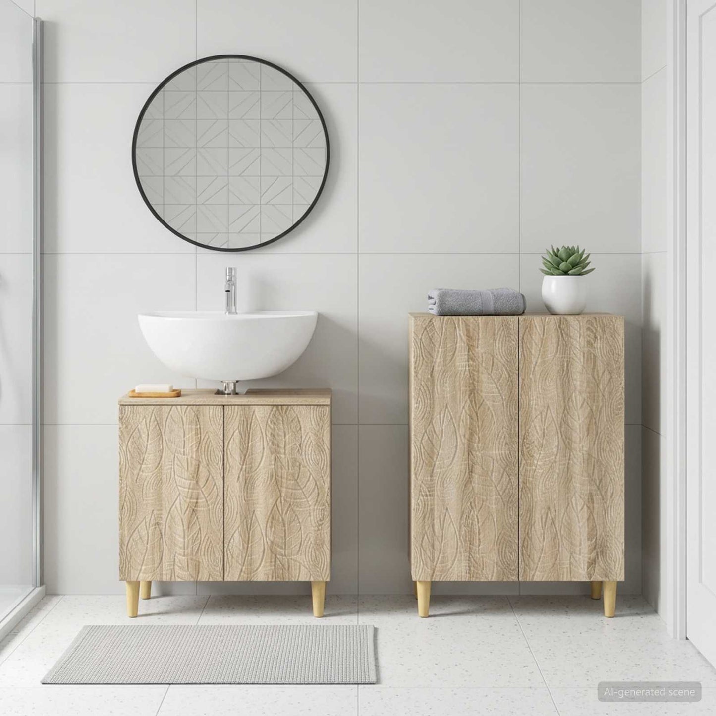 2 Piece Bathroom Cabinet Set DELFT Sonoma Oak Engineered Wood