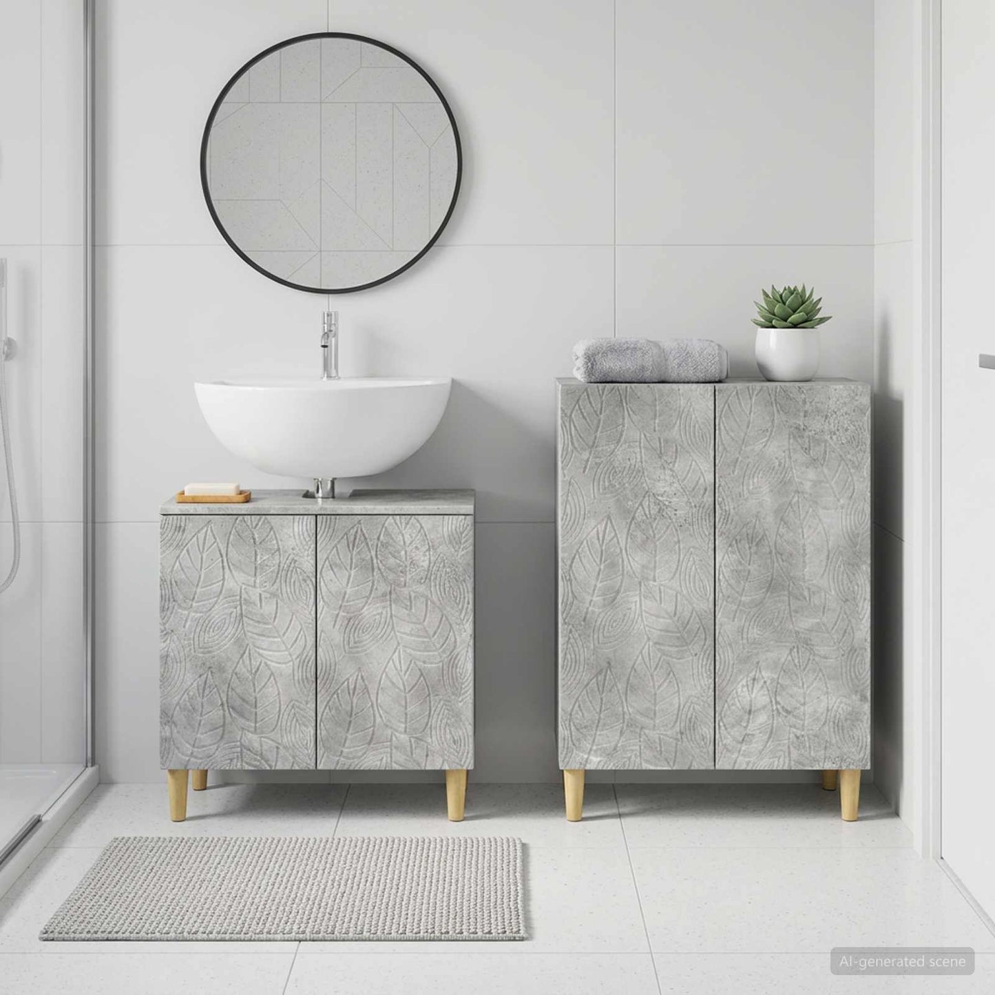 2 Piece Bathroom Cabinet Set DELFT Concrete Grey
