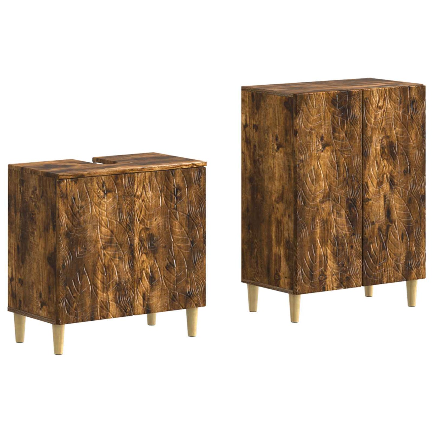 2 Piece Bathroom Cabinet Set DELFT Smoked Oak Engineered Wood