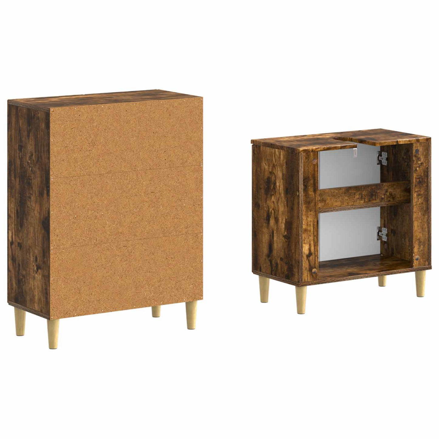 2 Piece Bathroom Cabinet Set DELFT Smoked Oak Engineered Wood