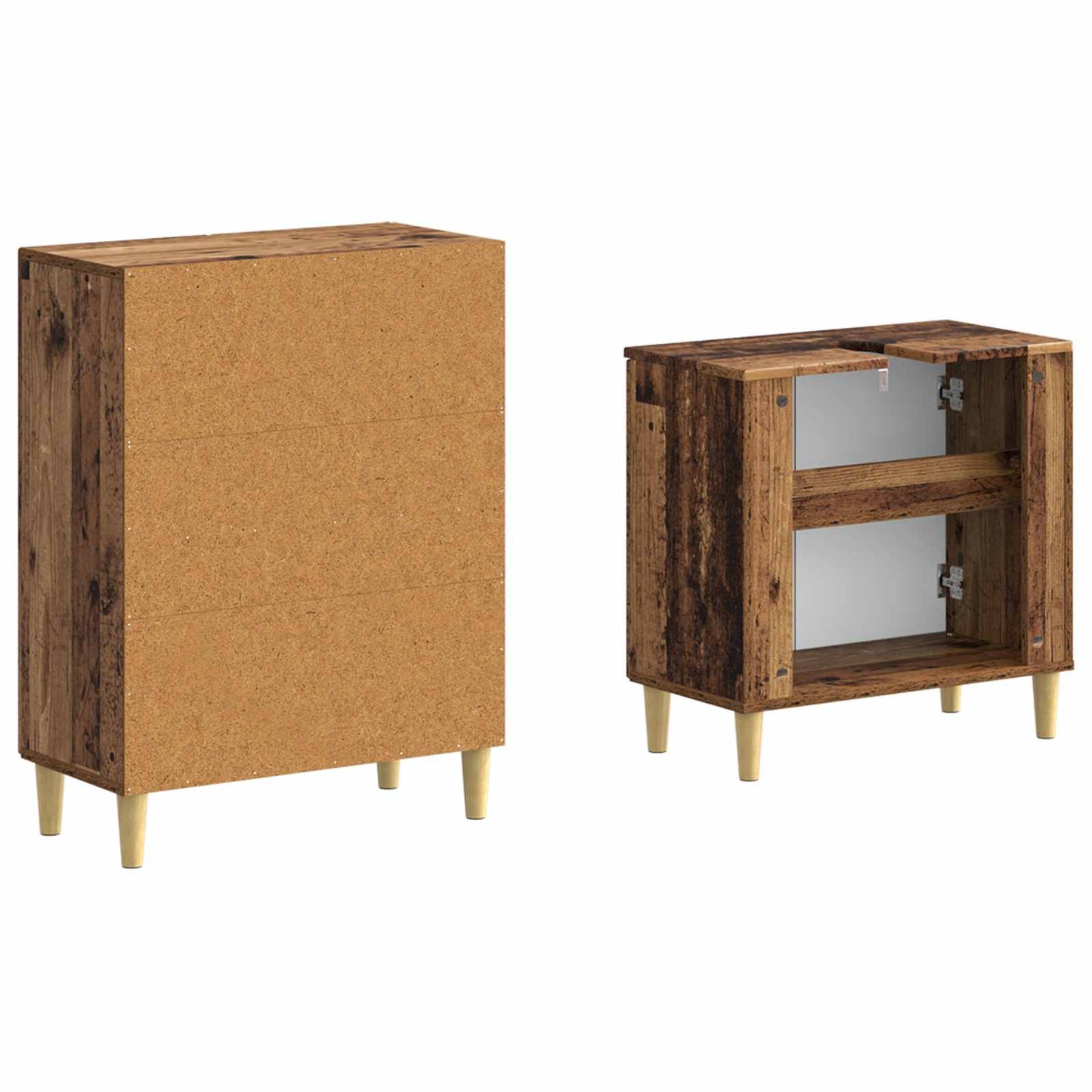 2 Piece Bathroom Cabinet Set DELFT Old Wood Engineered Wood