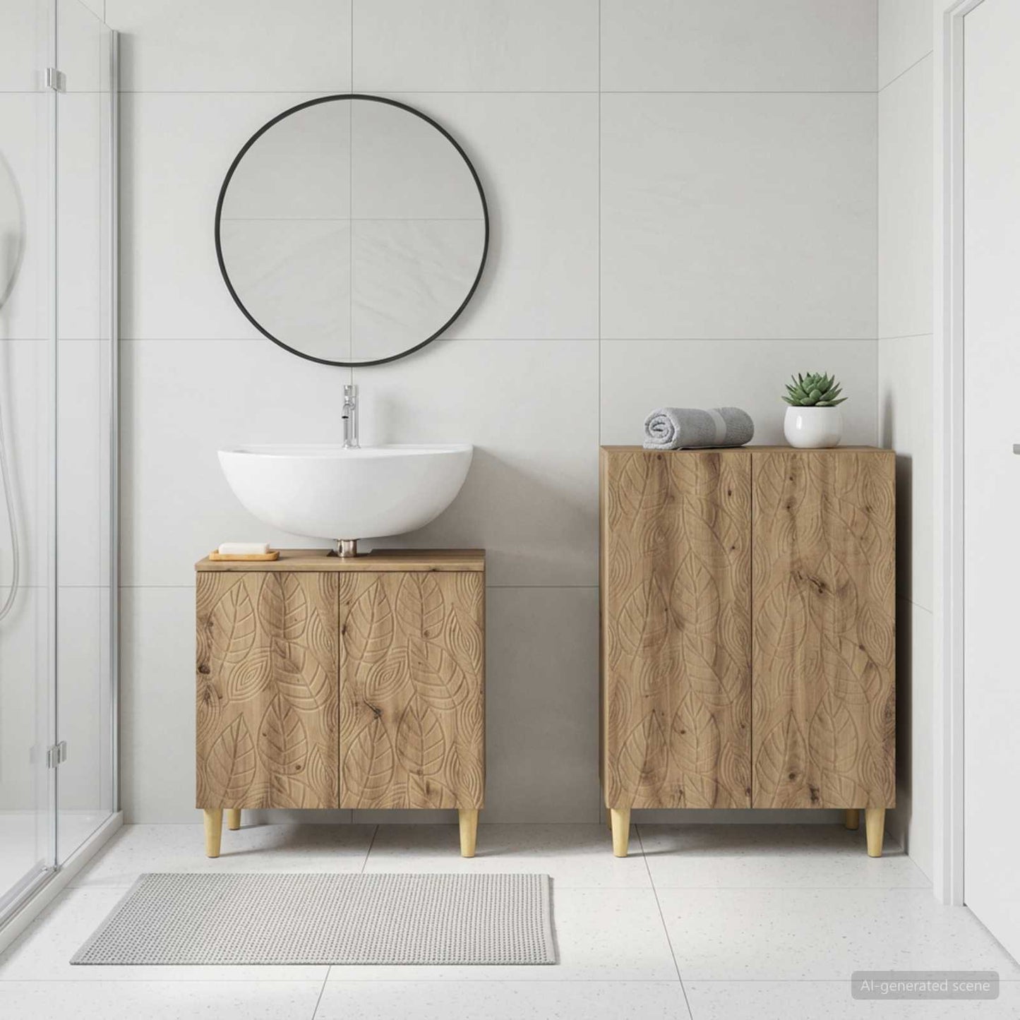 2 Piece Bathroom Cabinet Set DELFT Artisan Oak Engineered Wood