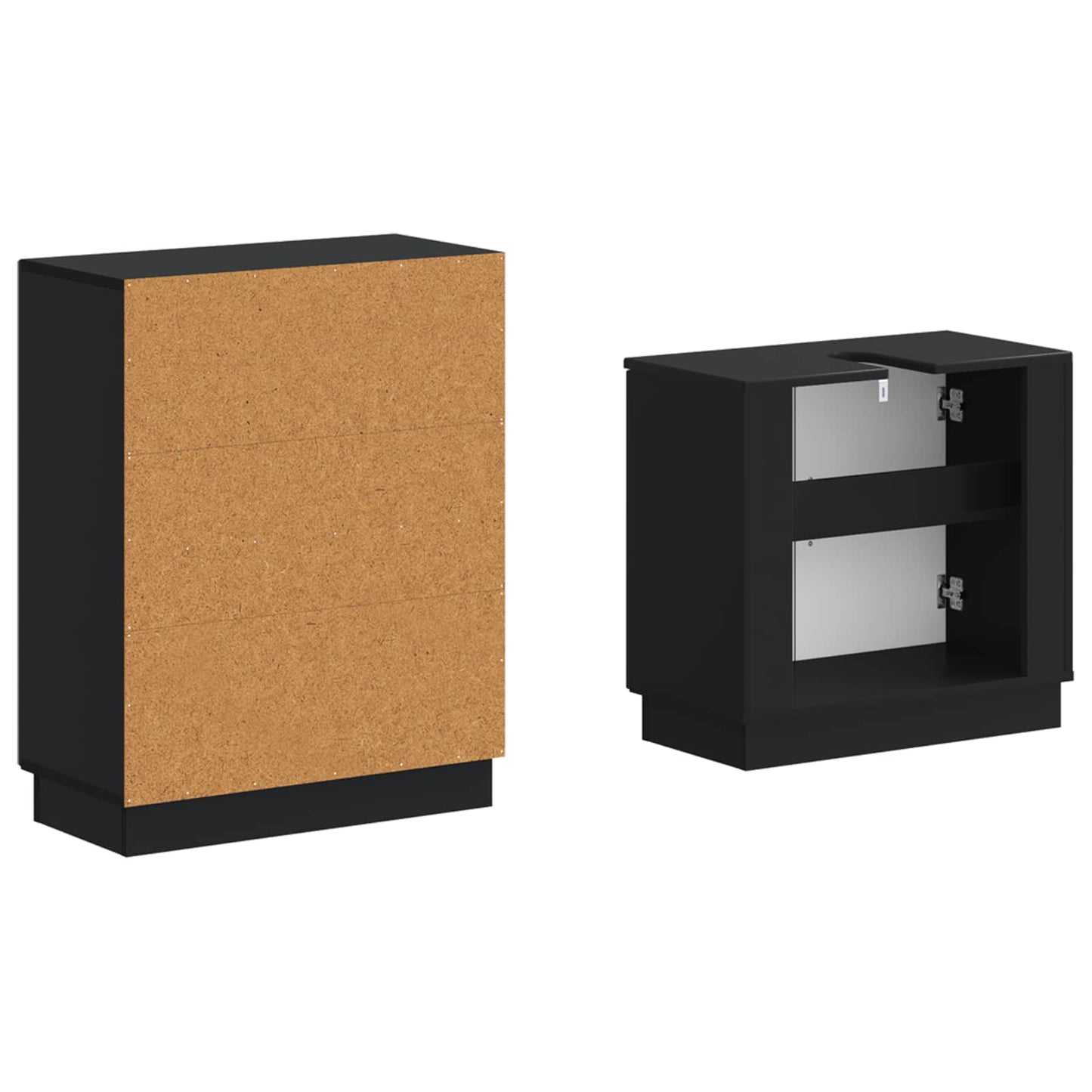 2 Piece Bathroom Cabinet Set HOORN Black Engineered Wood